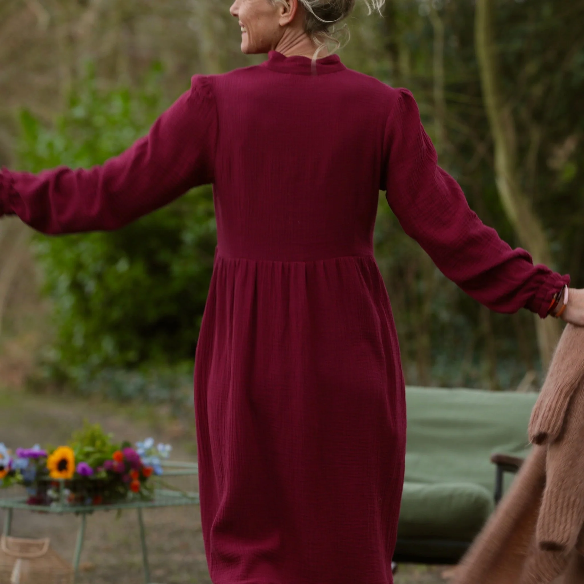 Robe Allegra - double gaze de coton framboise - Image 7