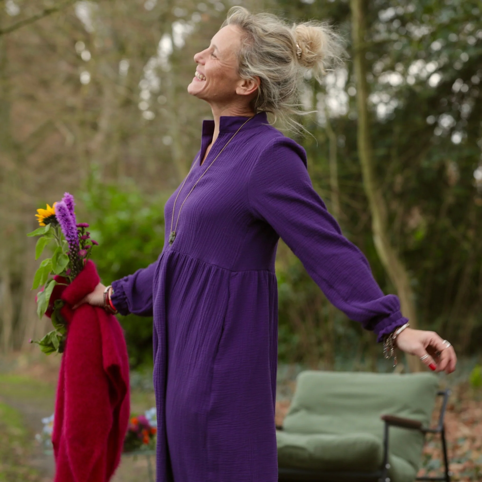 Robe Allegra - double gaze de coton prune - Image 6