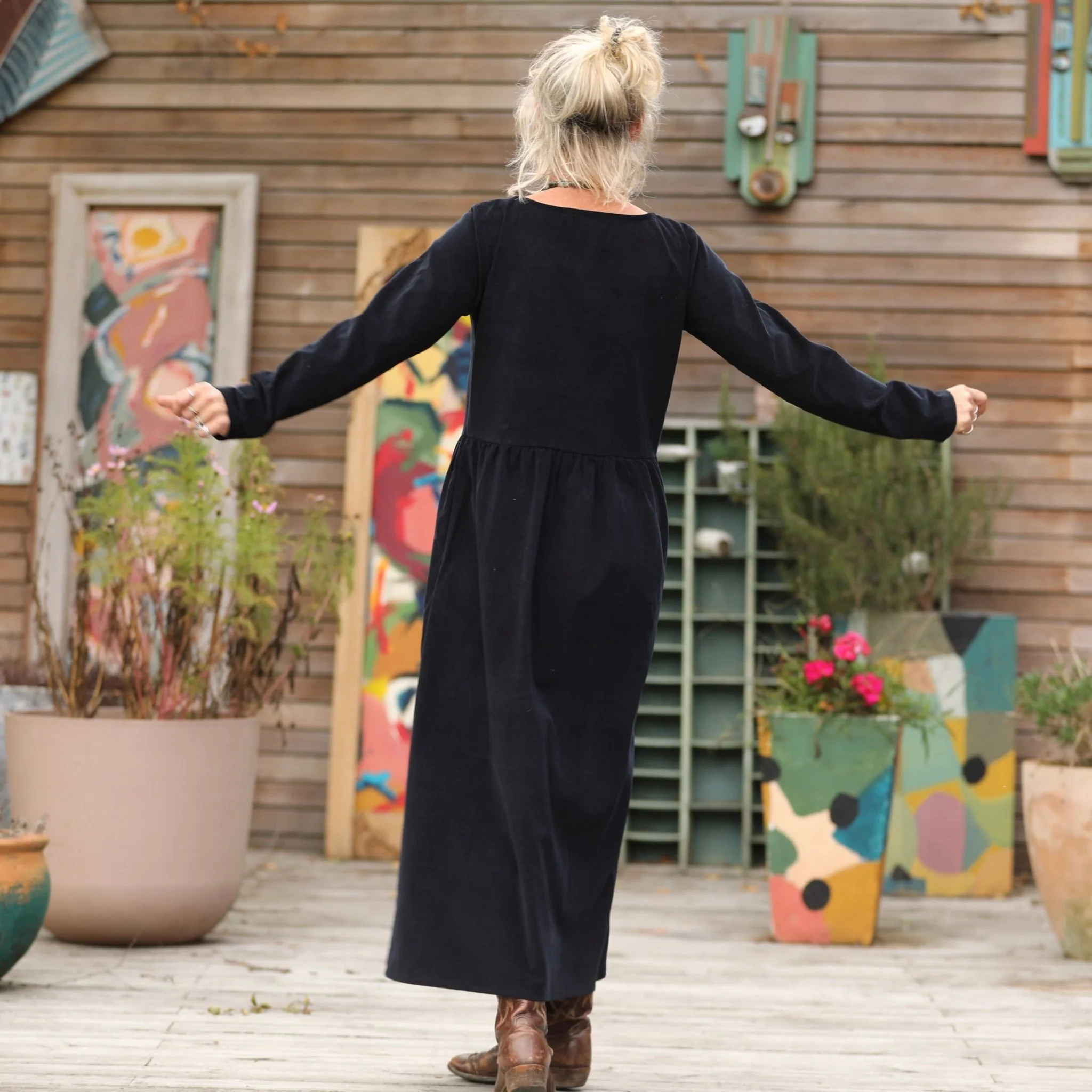 Robe Anaëlle - Velours milleraies marine - Image 5