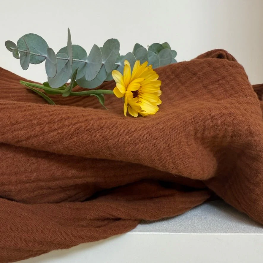 Robe Anaëlle - Double gaze de coton Camel - Image 2