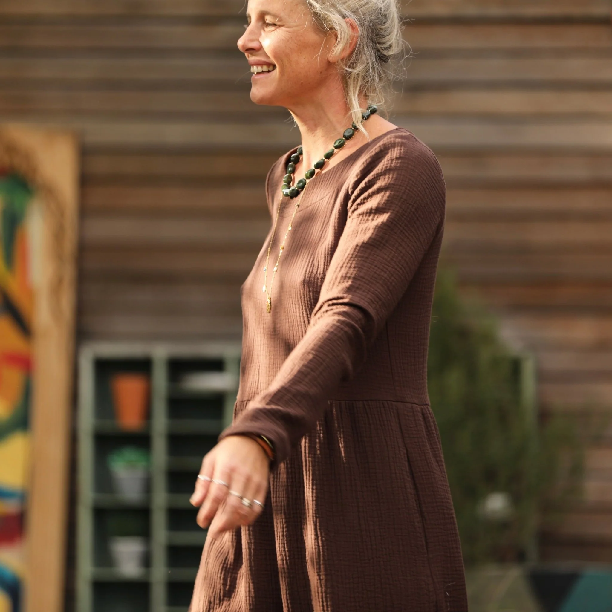 Robe Anaëlle - Double gaze de coton chocolat - Image 6
