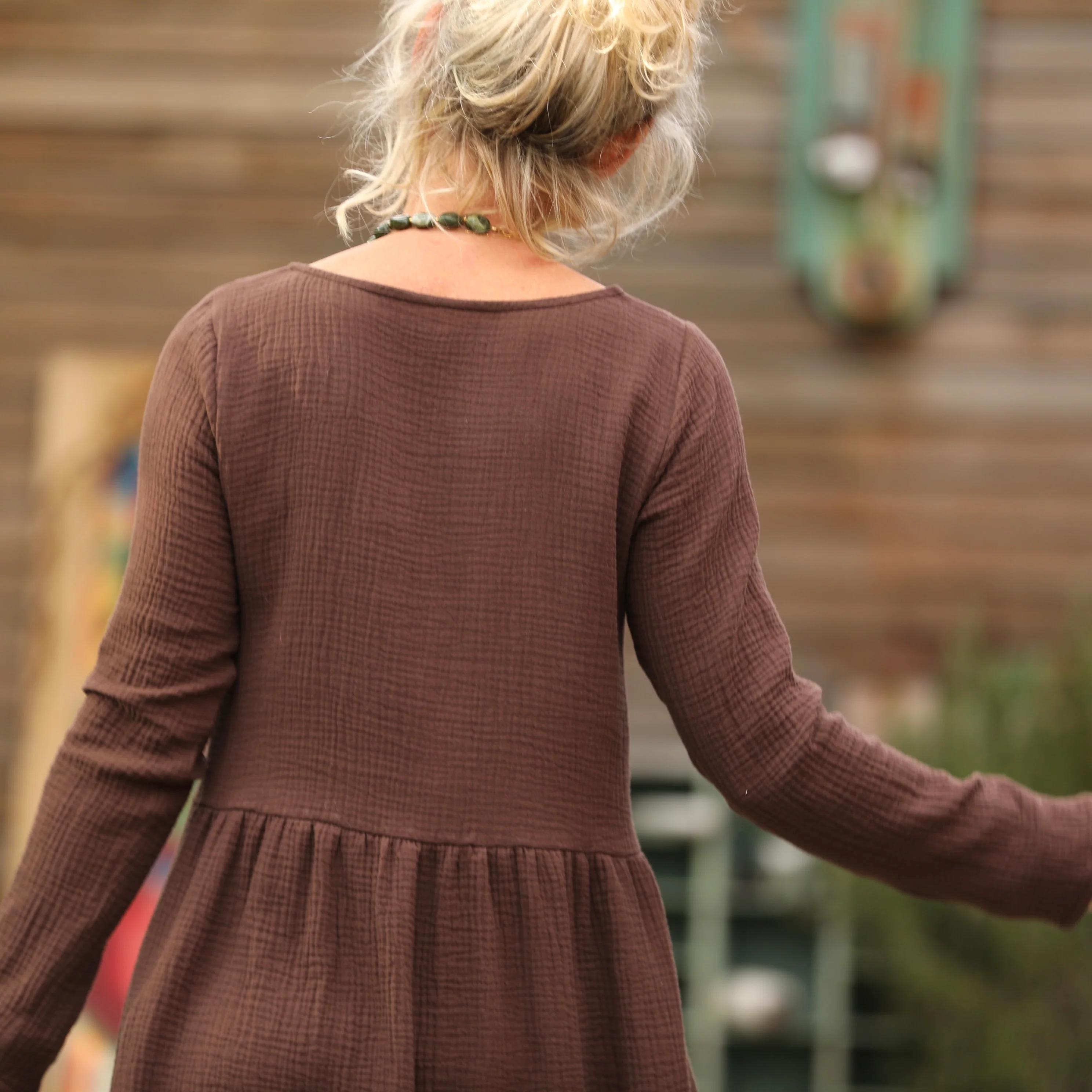 Robe Anaëlle - Double gaze de coton chocolat - Image 8