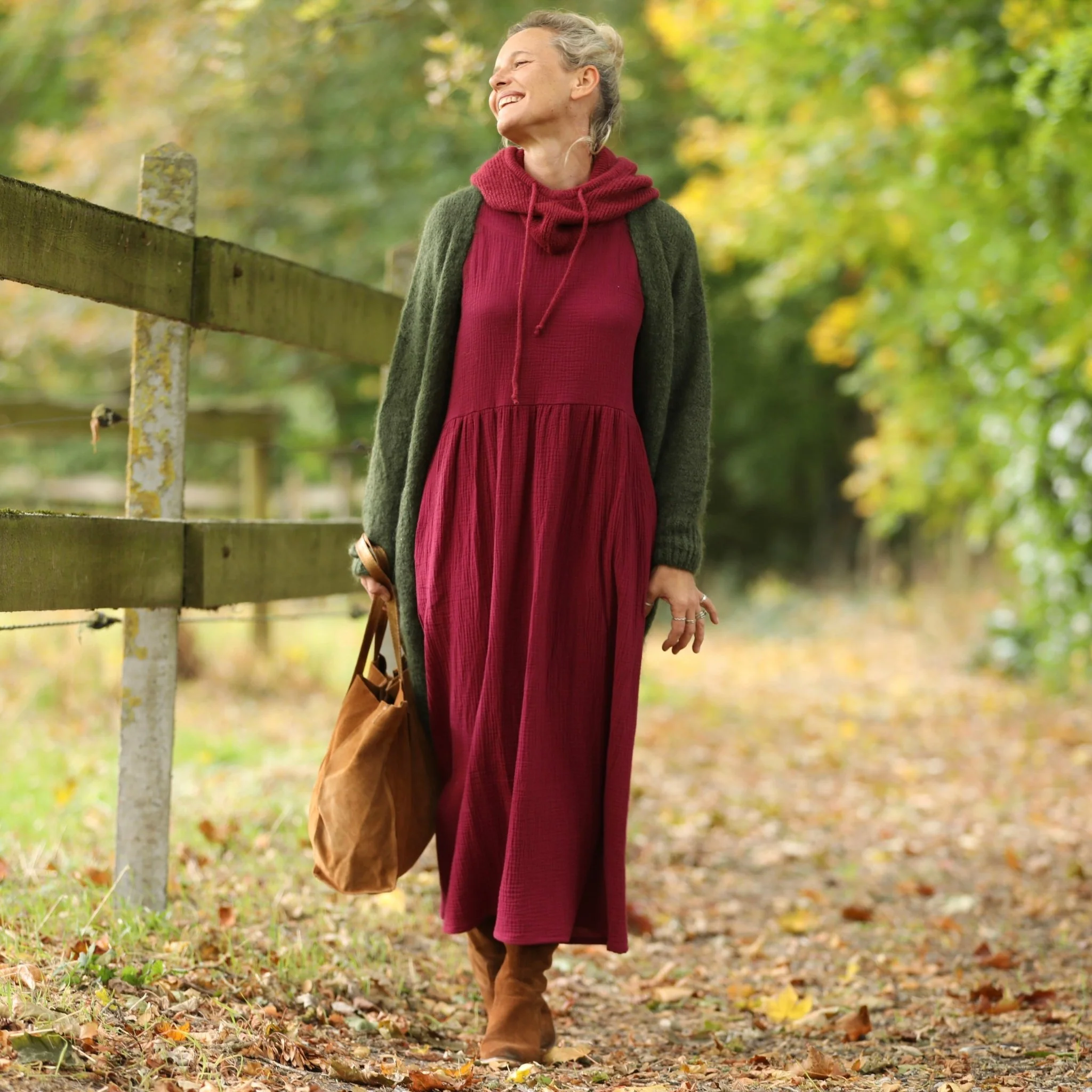 Robe Anaëlle - Double gaze de coton grenat