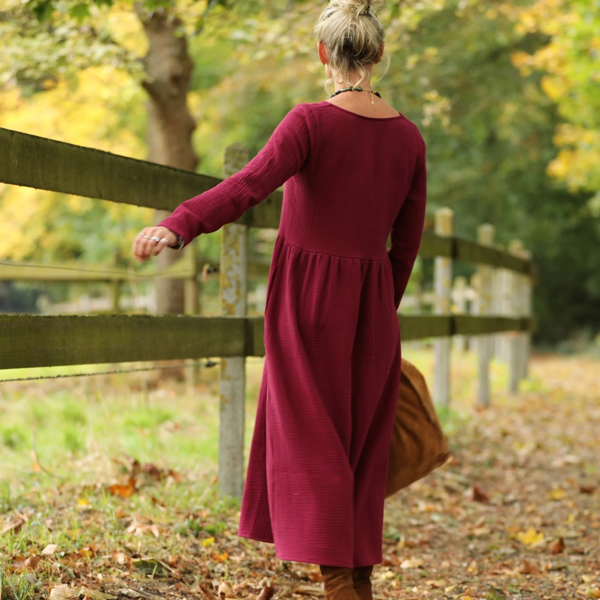 Robe Anaëlle - Double gaze de coton grenat - Image 2