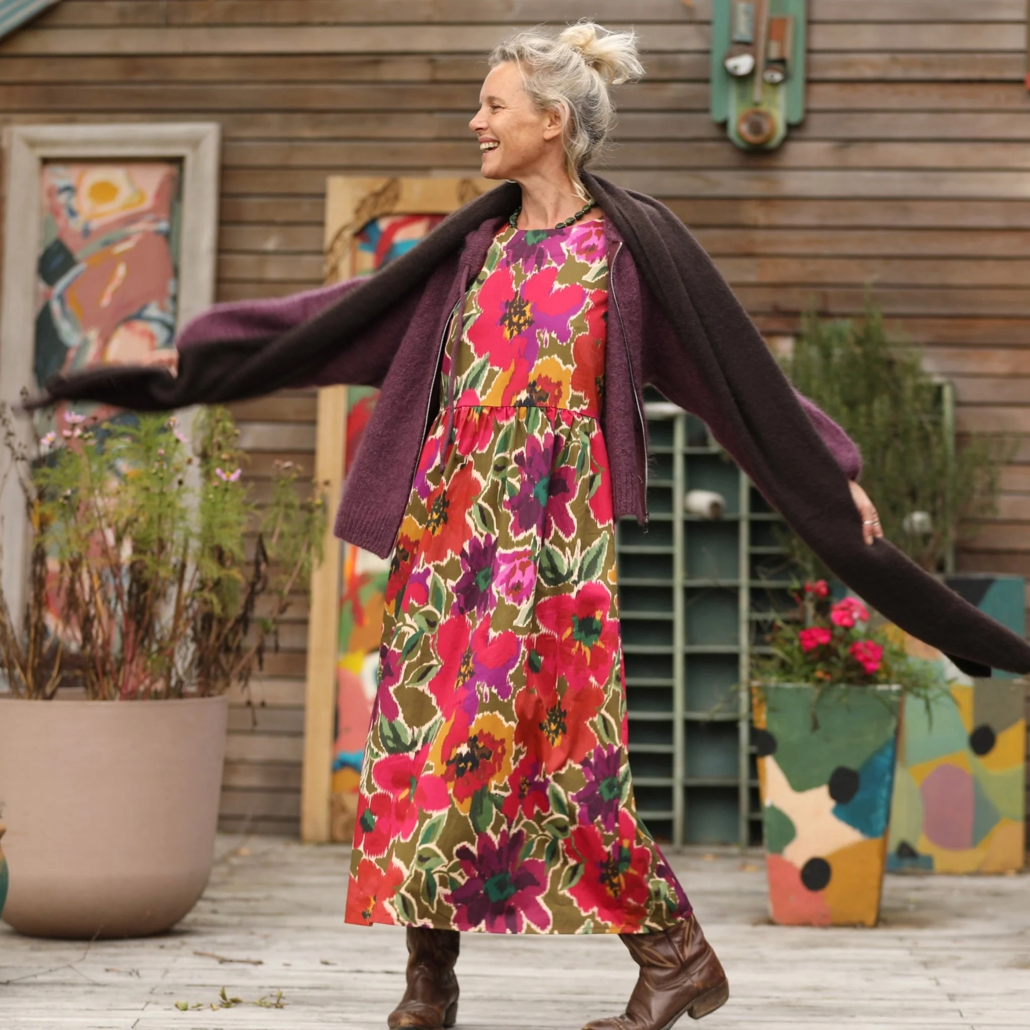 Robe Anaëlle - Satin de coton fleuri Toscane