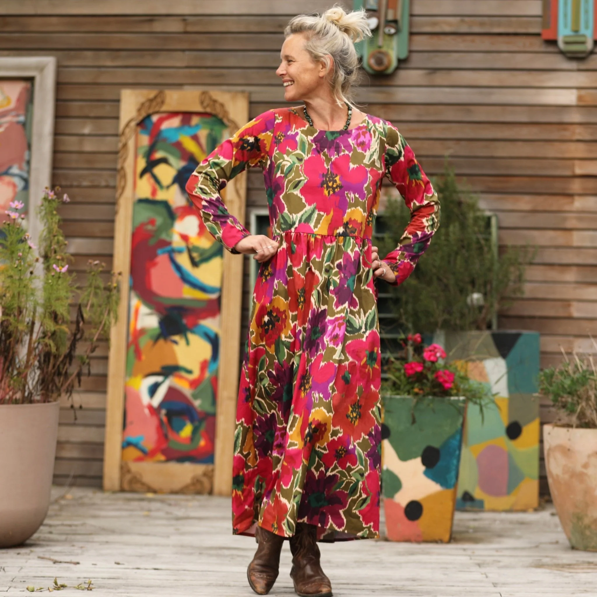 Robe Anaëlle - Satin de coton fleuri Toscane - Image 3
