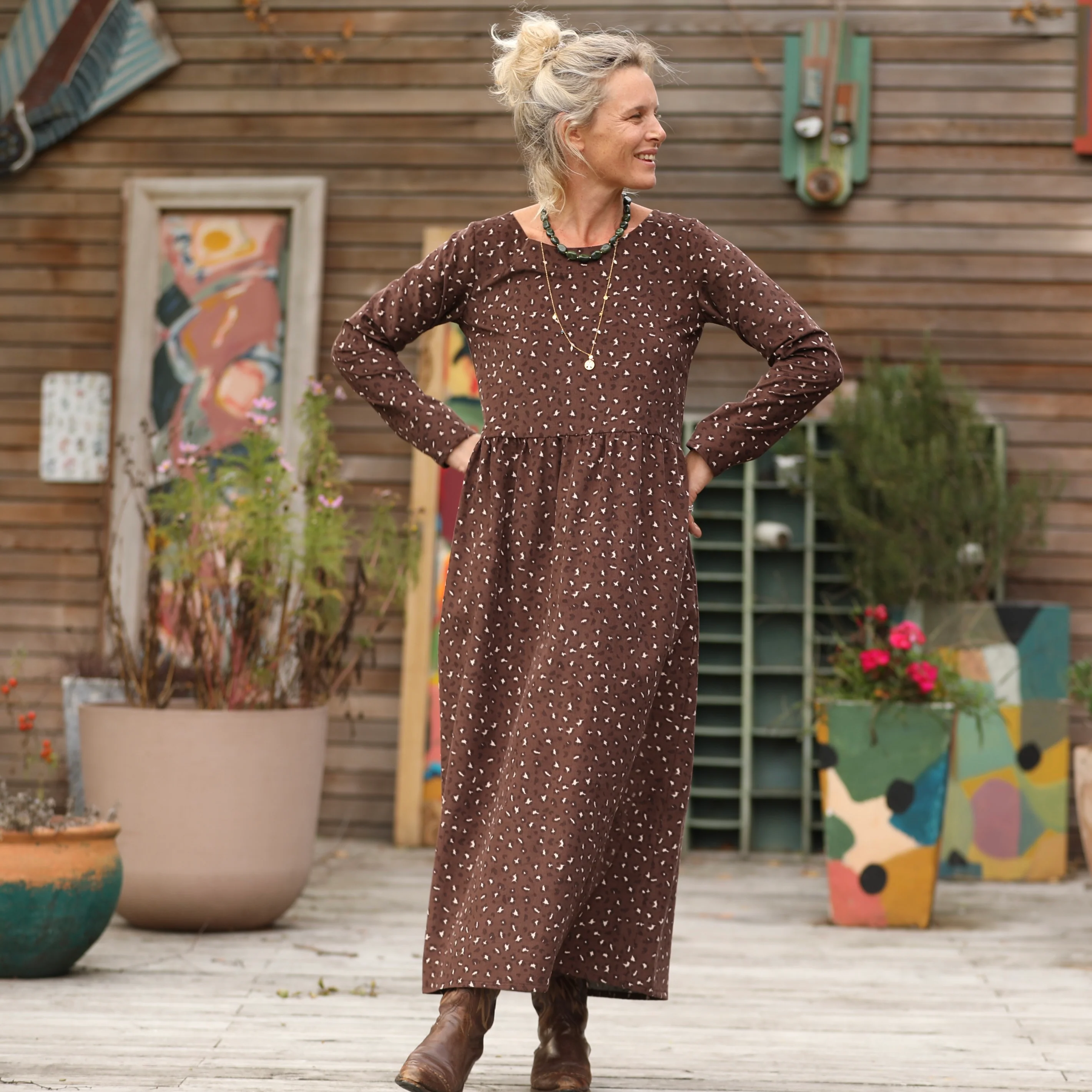 Robe Anaëlle - Velours milleraies Léo choco
