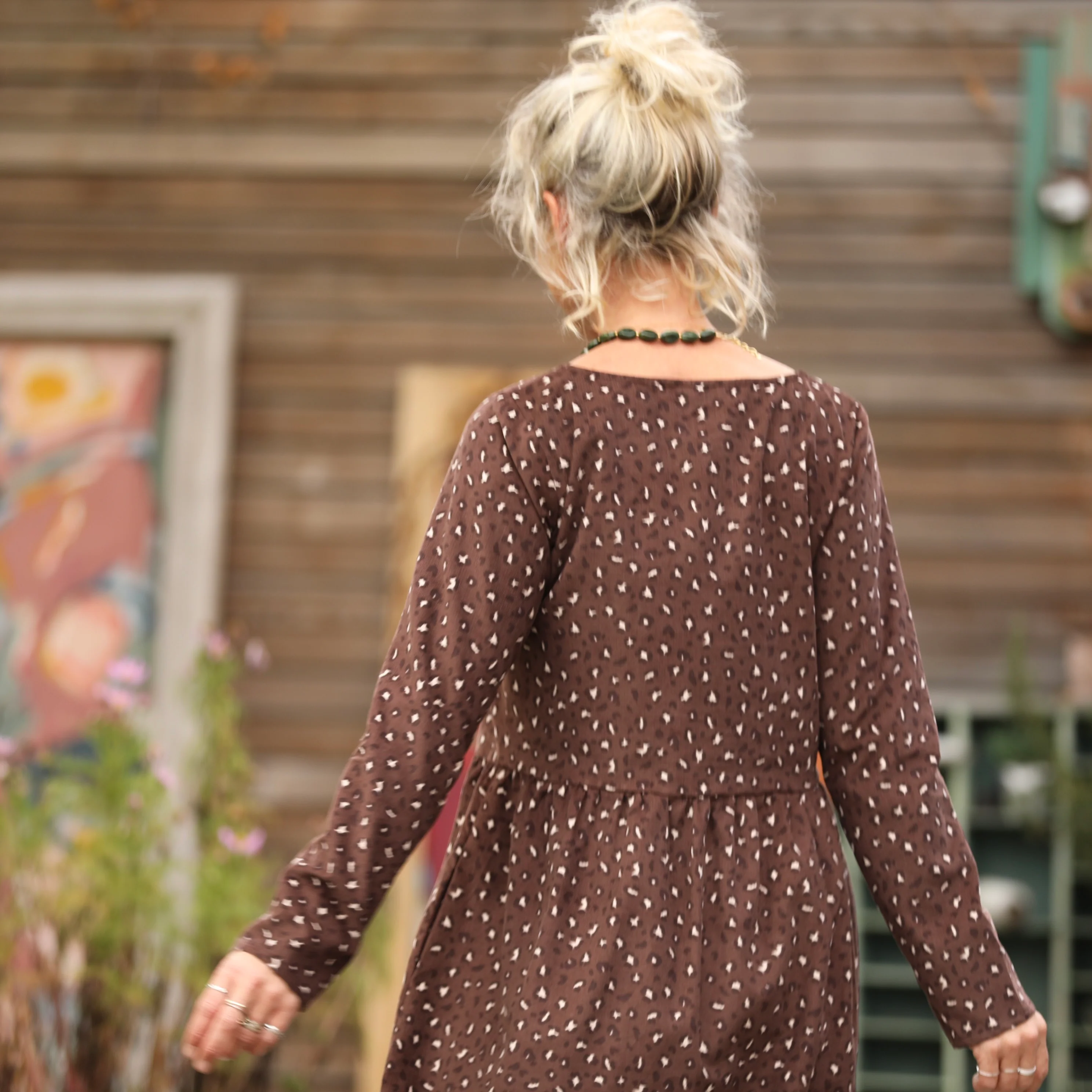 Robe Anaëlle - Velours milleraies Léo choco - Image 6