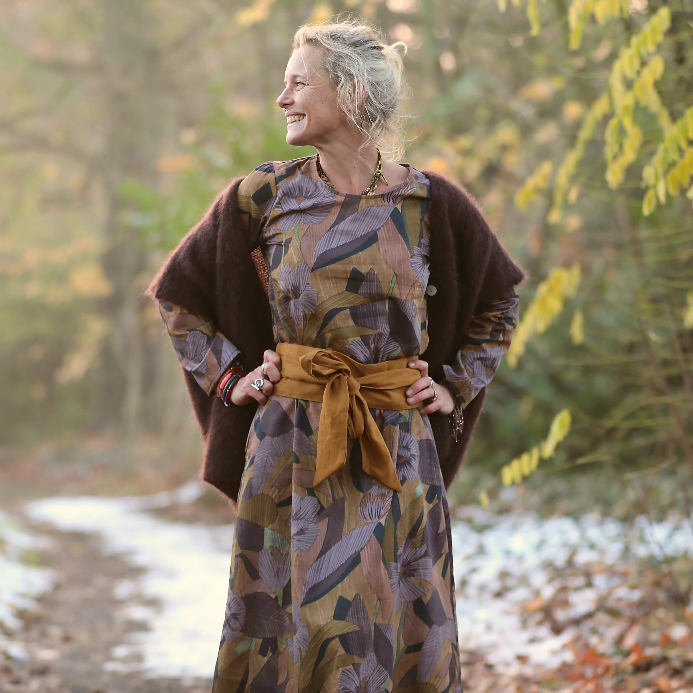 Robe Armande – Satin de coton Jardin d'automne - Image 5