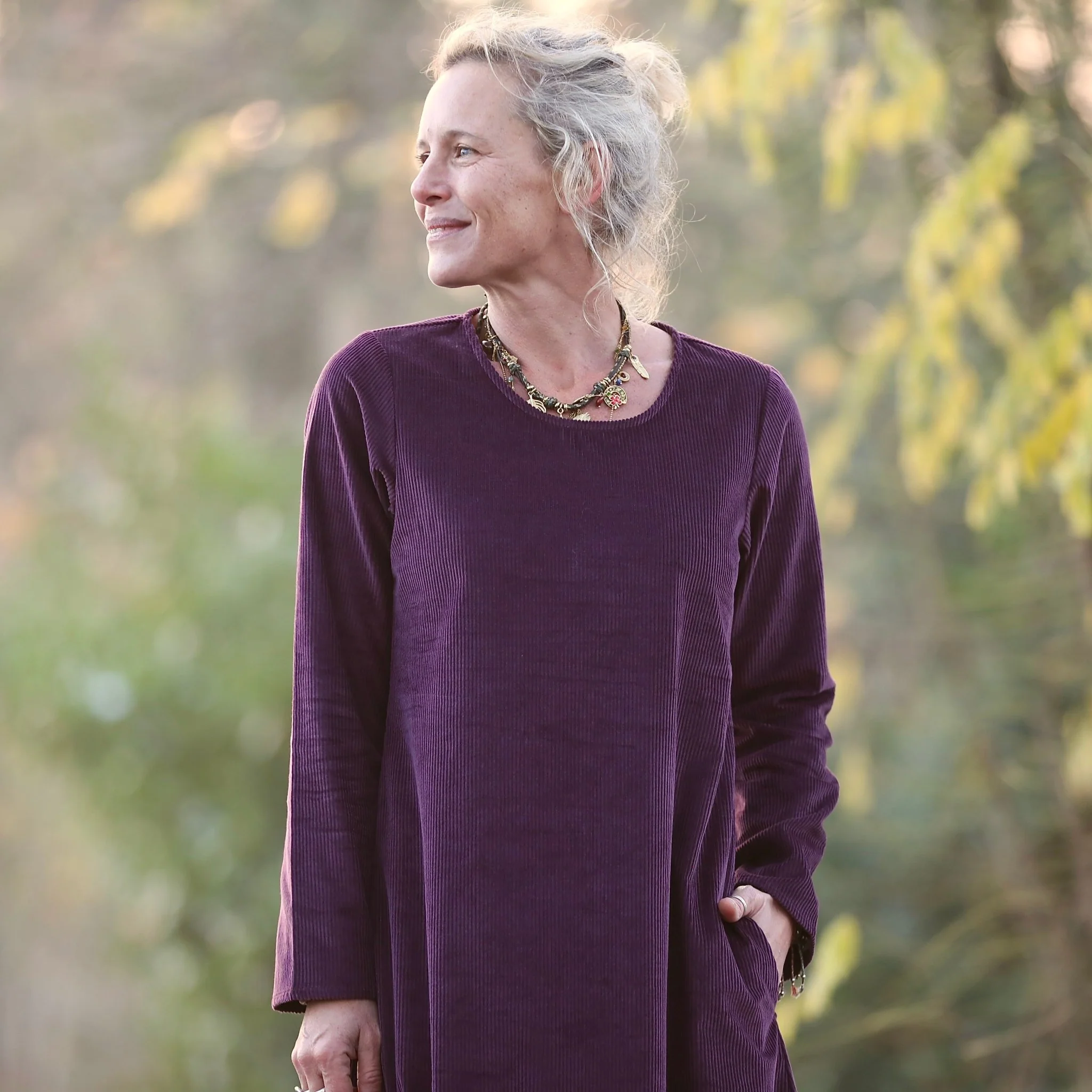 Robe Armande – velours côtelé prune - Image 4