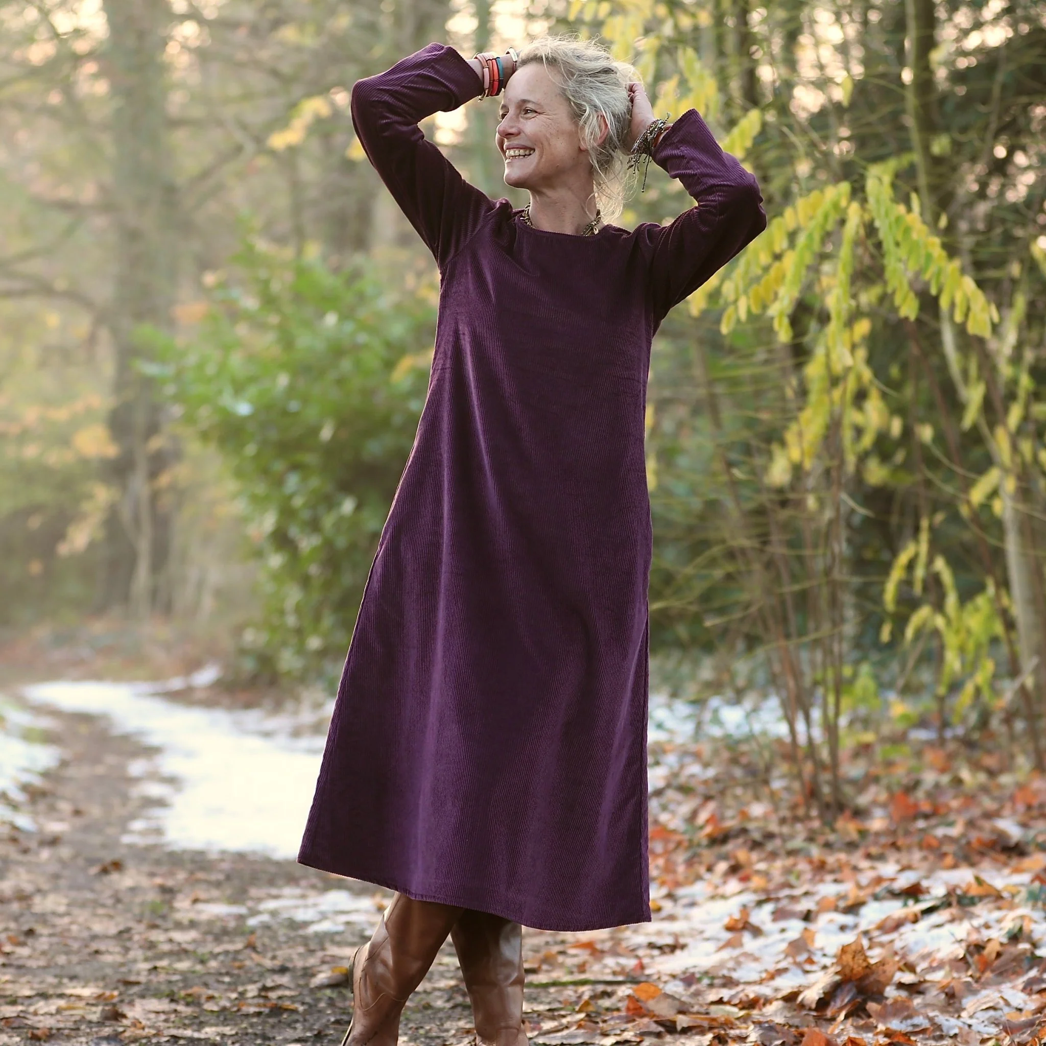 Robe Armande – velours côtelé prune - Image 7