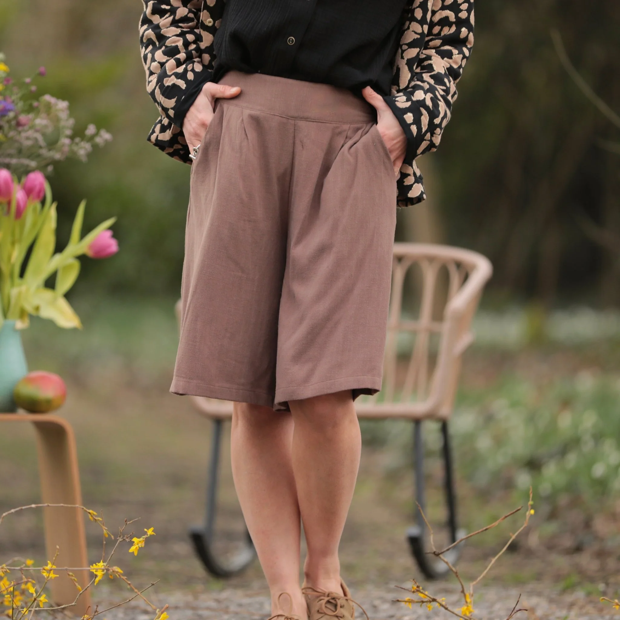 Bermuda Eline - Viscose/lin moka