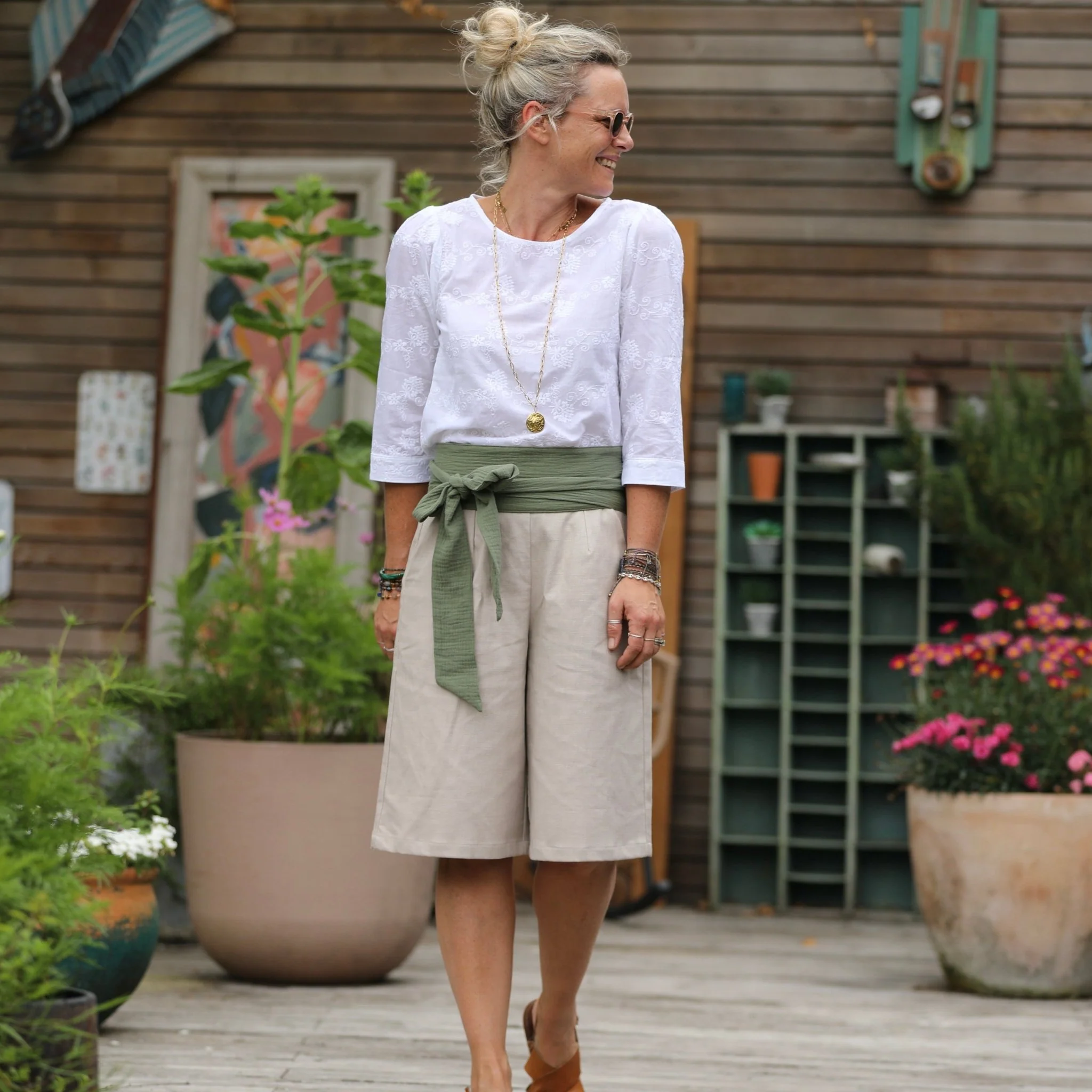 Bermuda Tomi - Toile coton/lin ficelle - Image 3