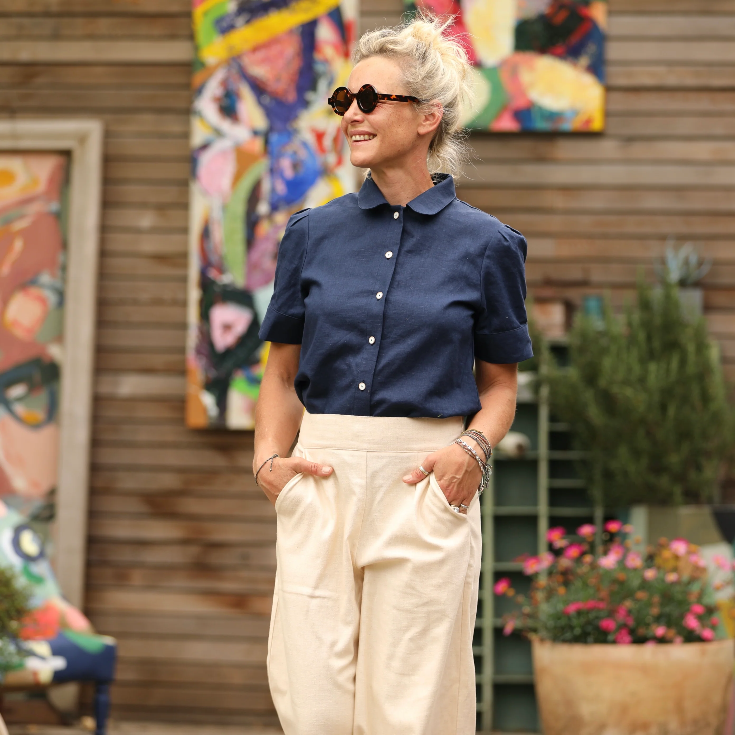 Blouse Amandine - lin bleu marine - Image 4