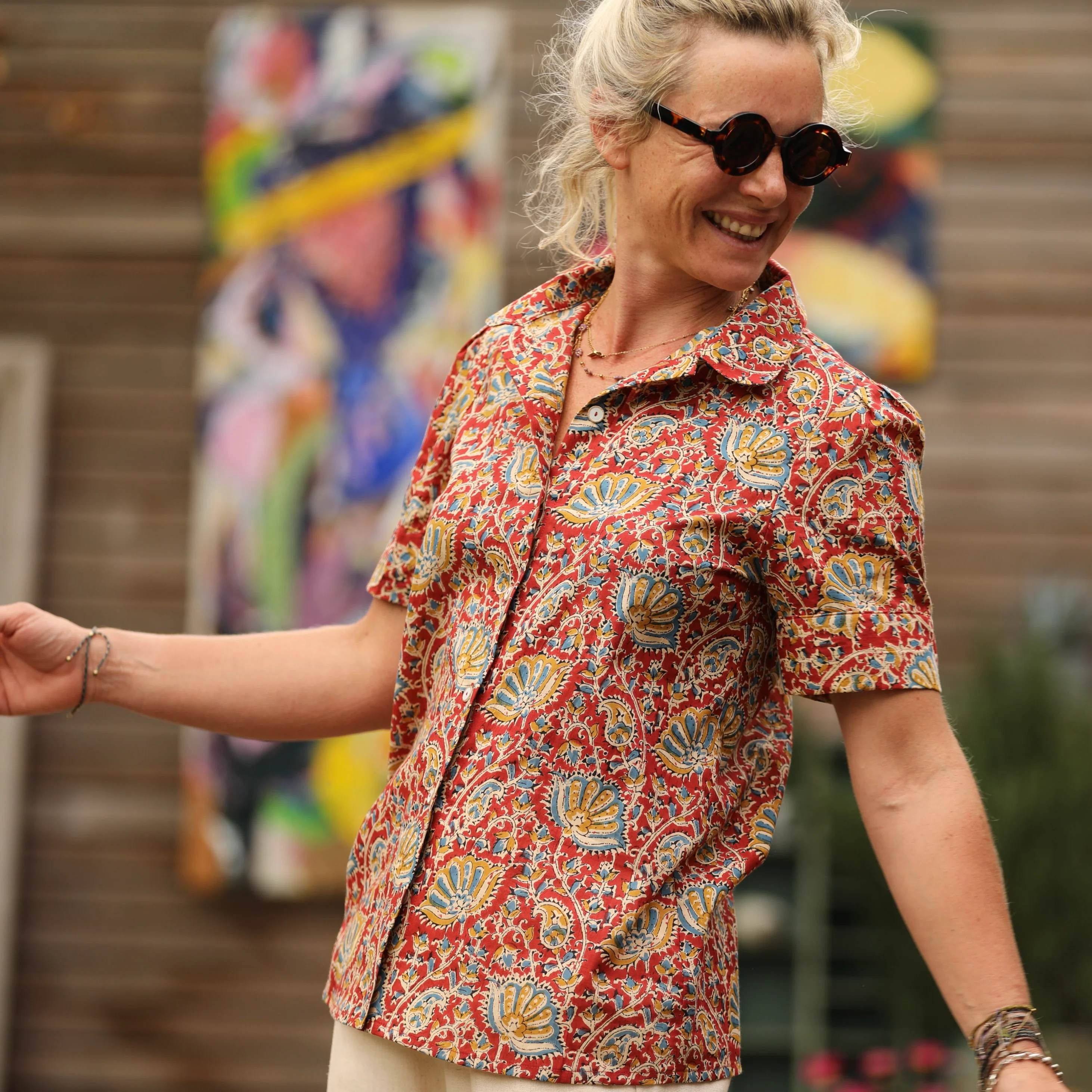 Blouse Amandine - voile de coton rouge Anaya - Image 6