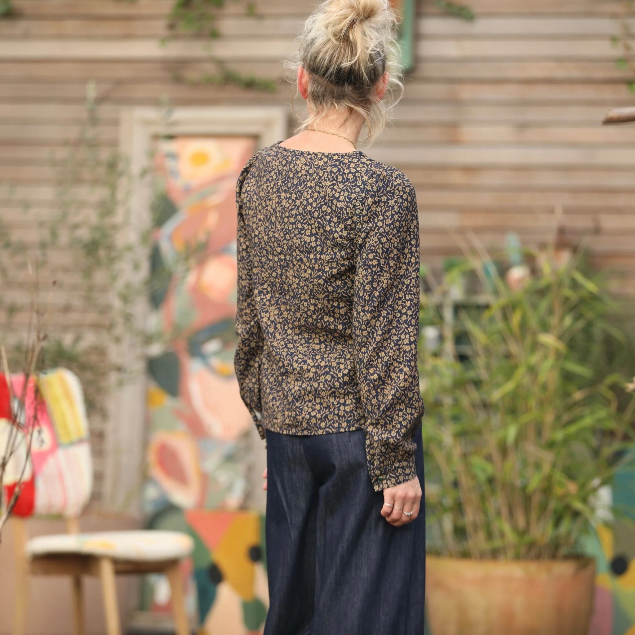 Blouse Amarante - coton nuit fleurie - Image 3
