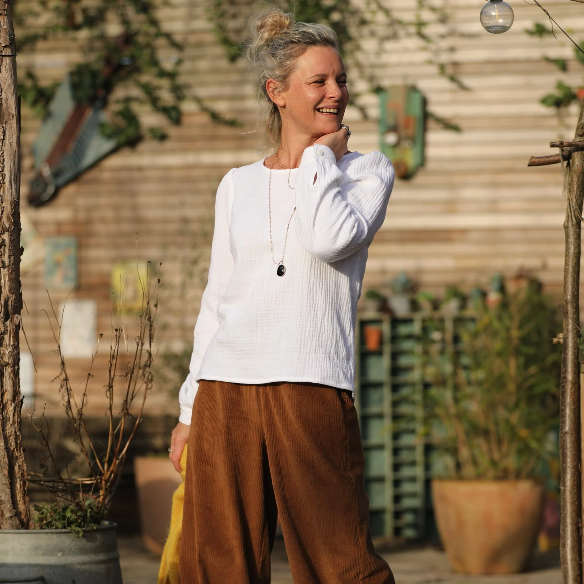 Blouse Amarante - triple gaze de coton blanche - Image 6