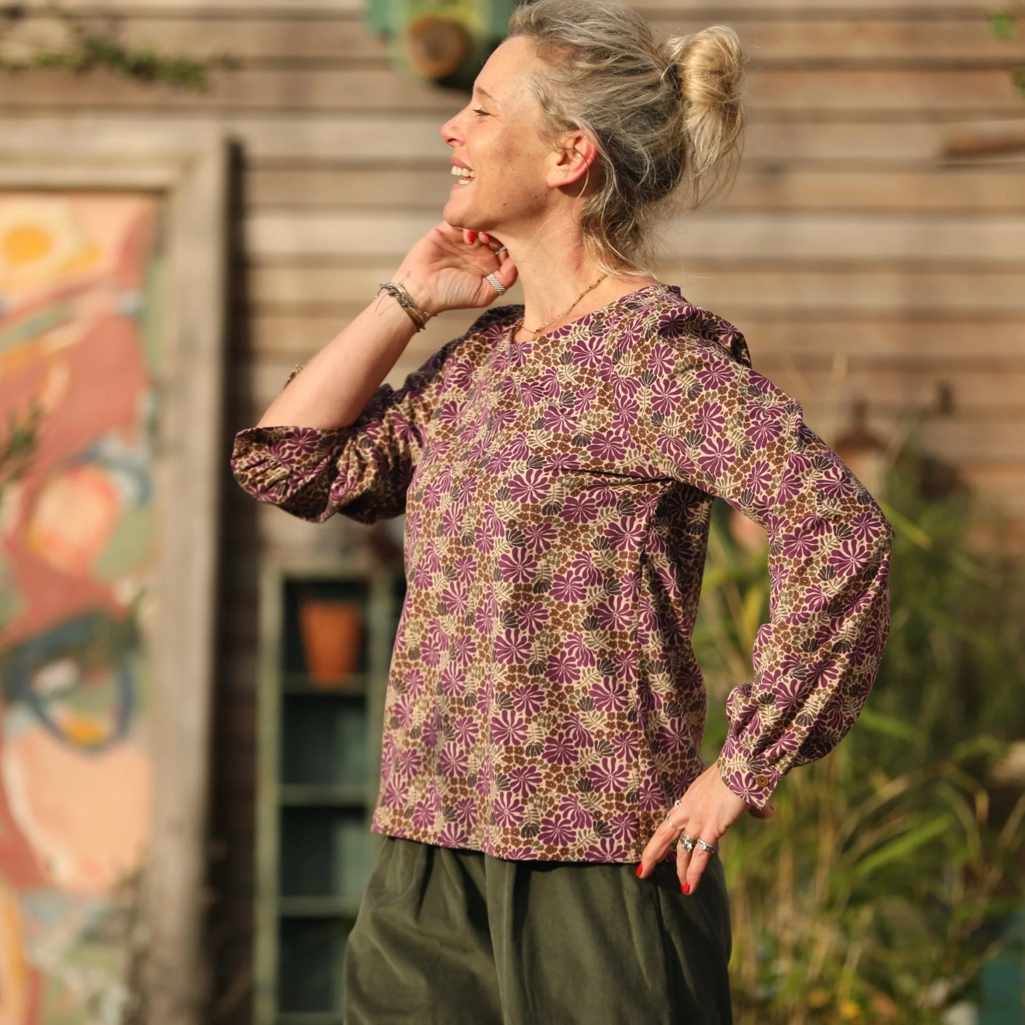 Blouse Amarante - velours milleraies Violettes Sauvages - Image 6