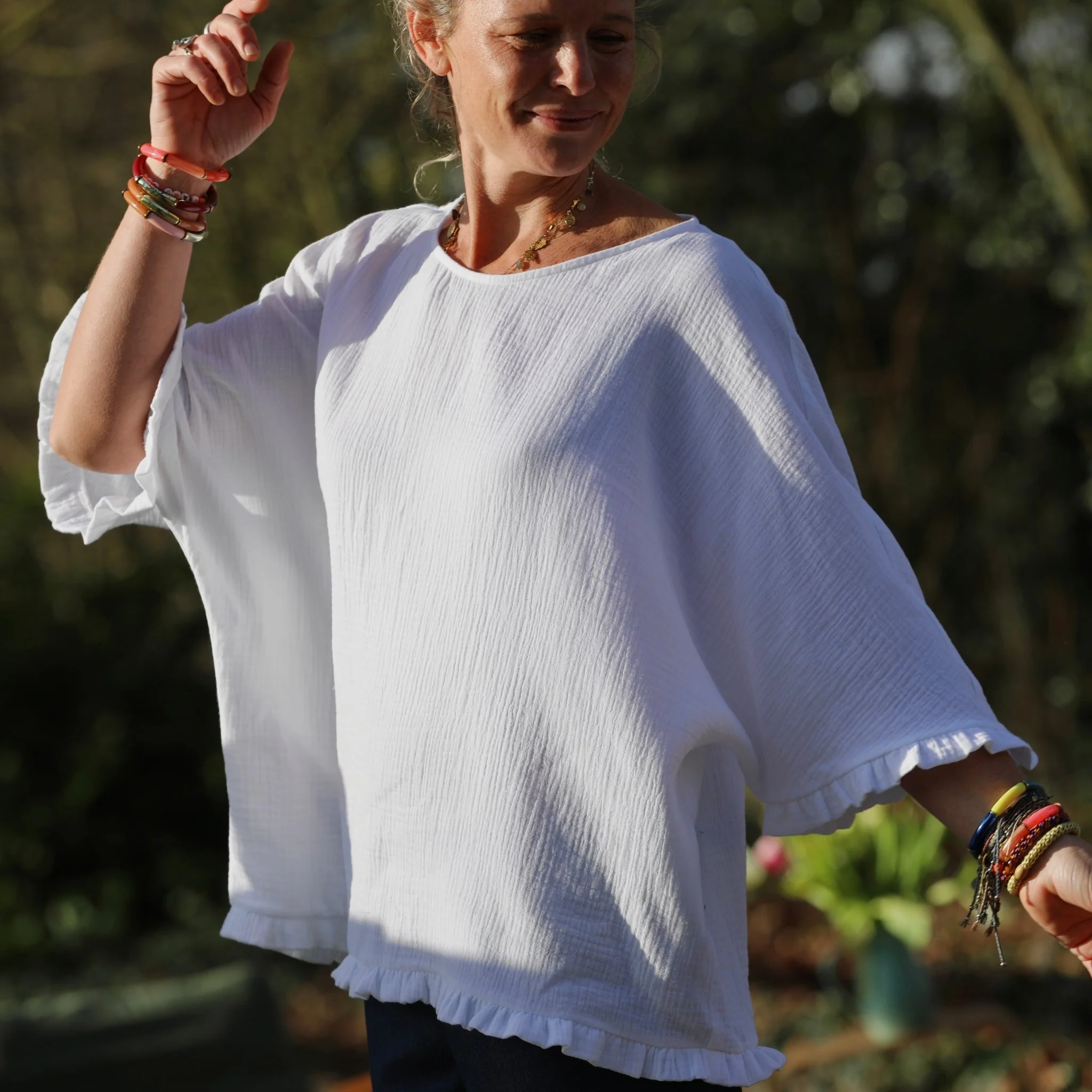 Blouse Annette – Double gaze de coton blanche - Image 4