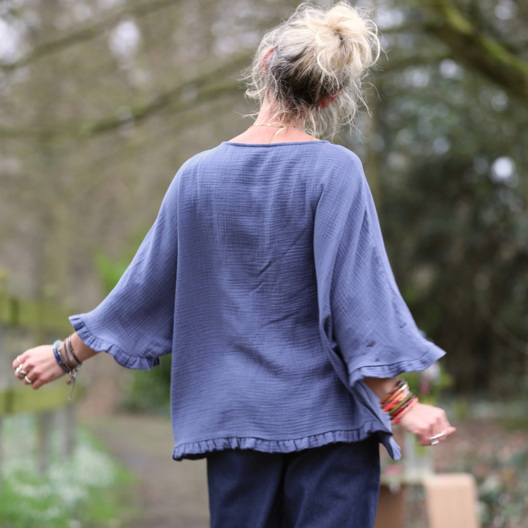 Blouse Annette – Double gaze de coton Bleu encre - Image 7