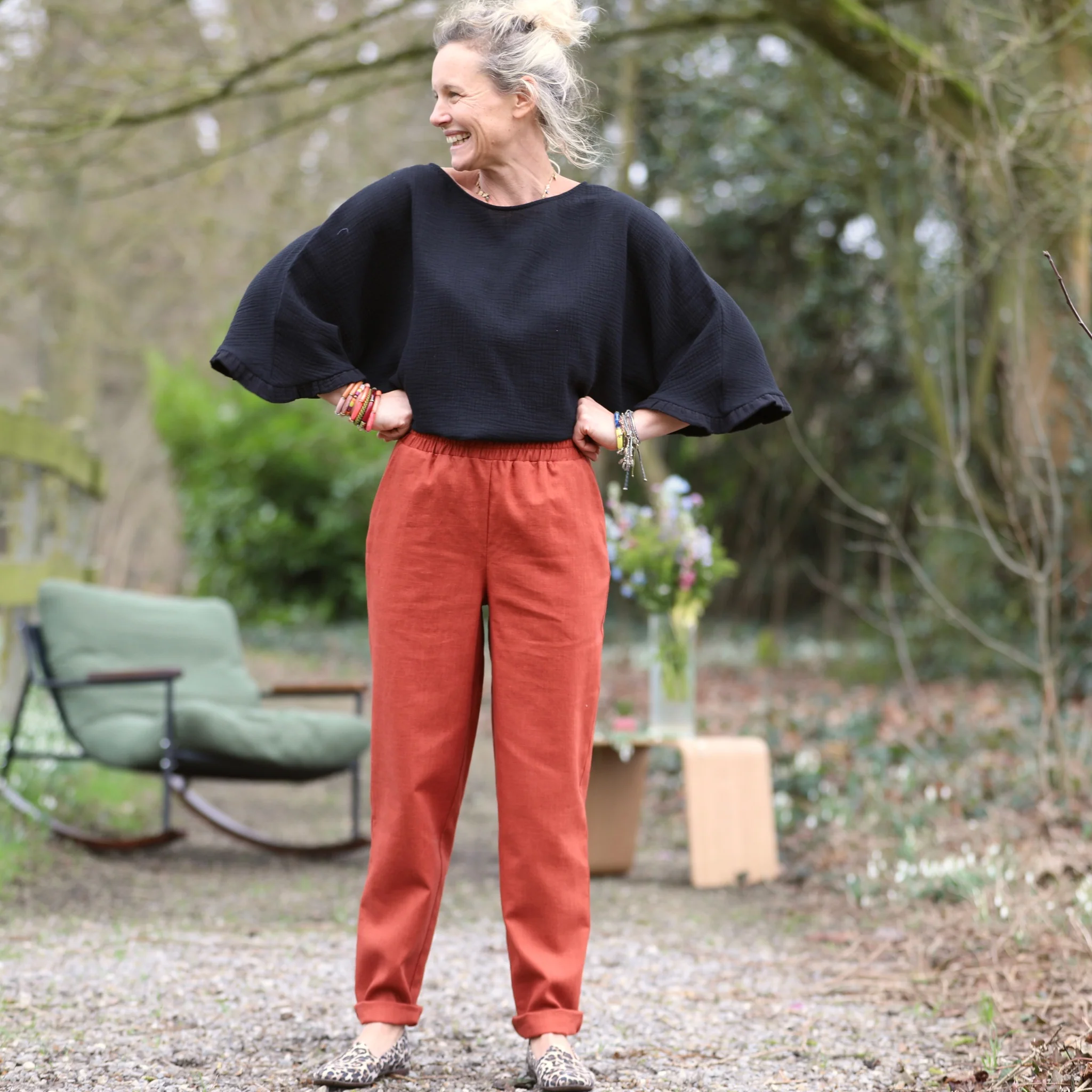 Blouse Annette – Double gaze de coton noire - Image 4