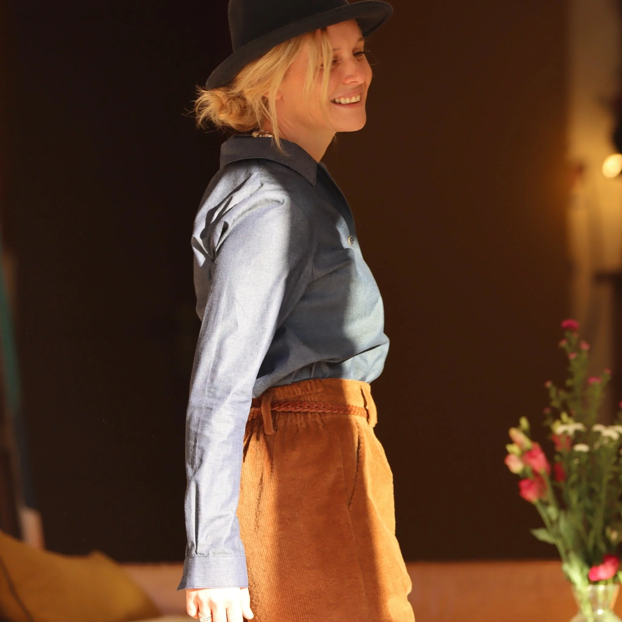 Blouse Carla - jean de coton bleu brut - Image 11
