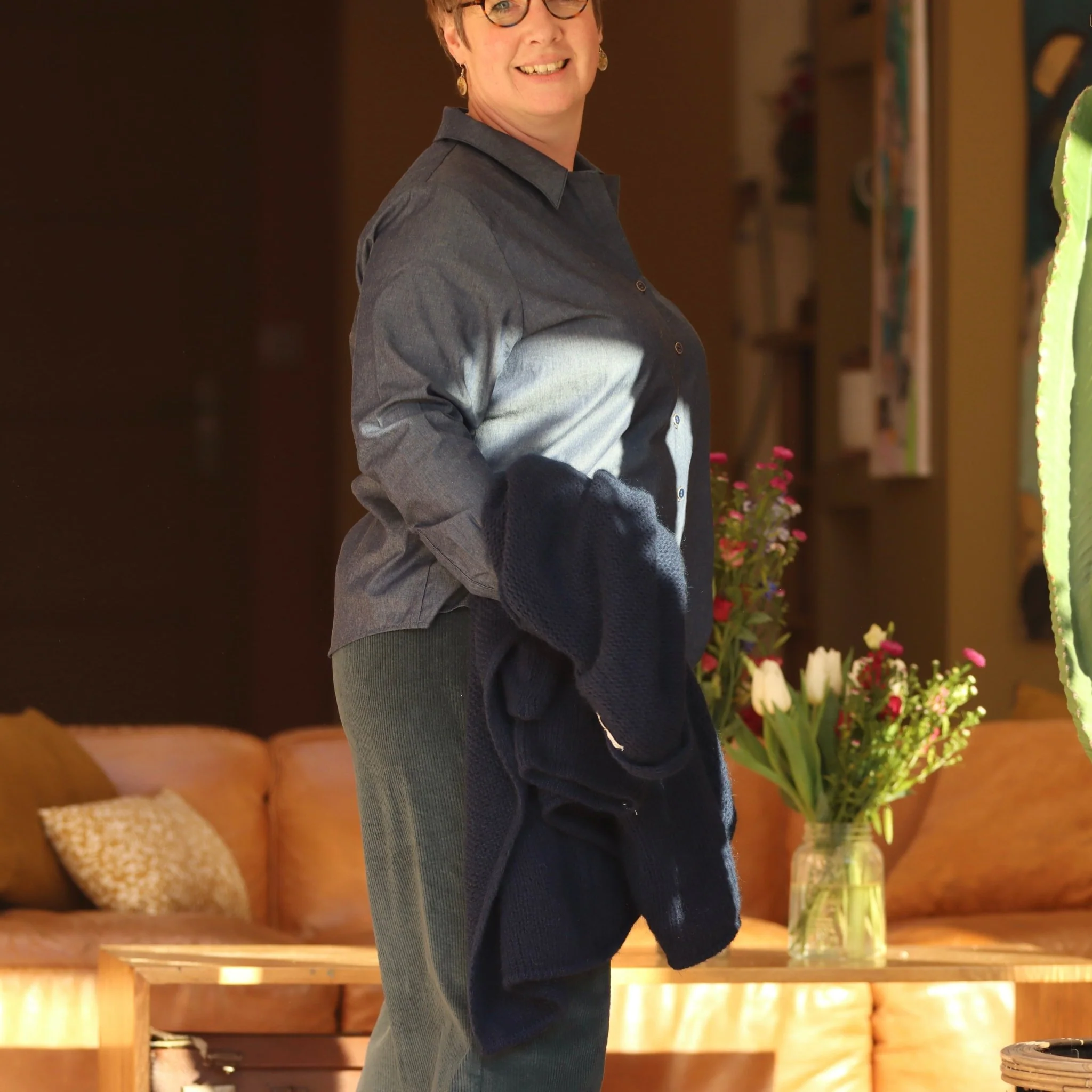 Blouse Carla - jean de coton bleu brut - Image 3