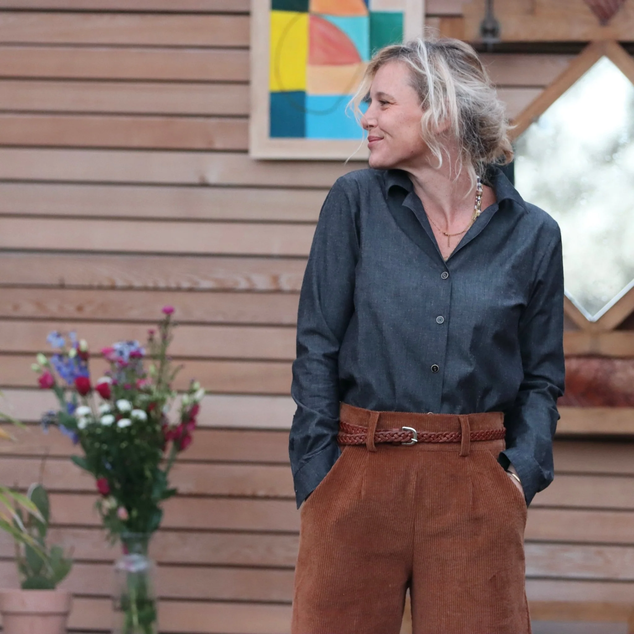Blouse Carla - jean de coton noir - Image 11