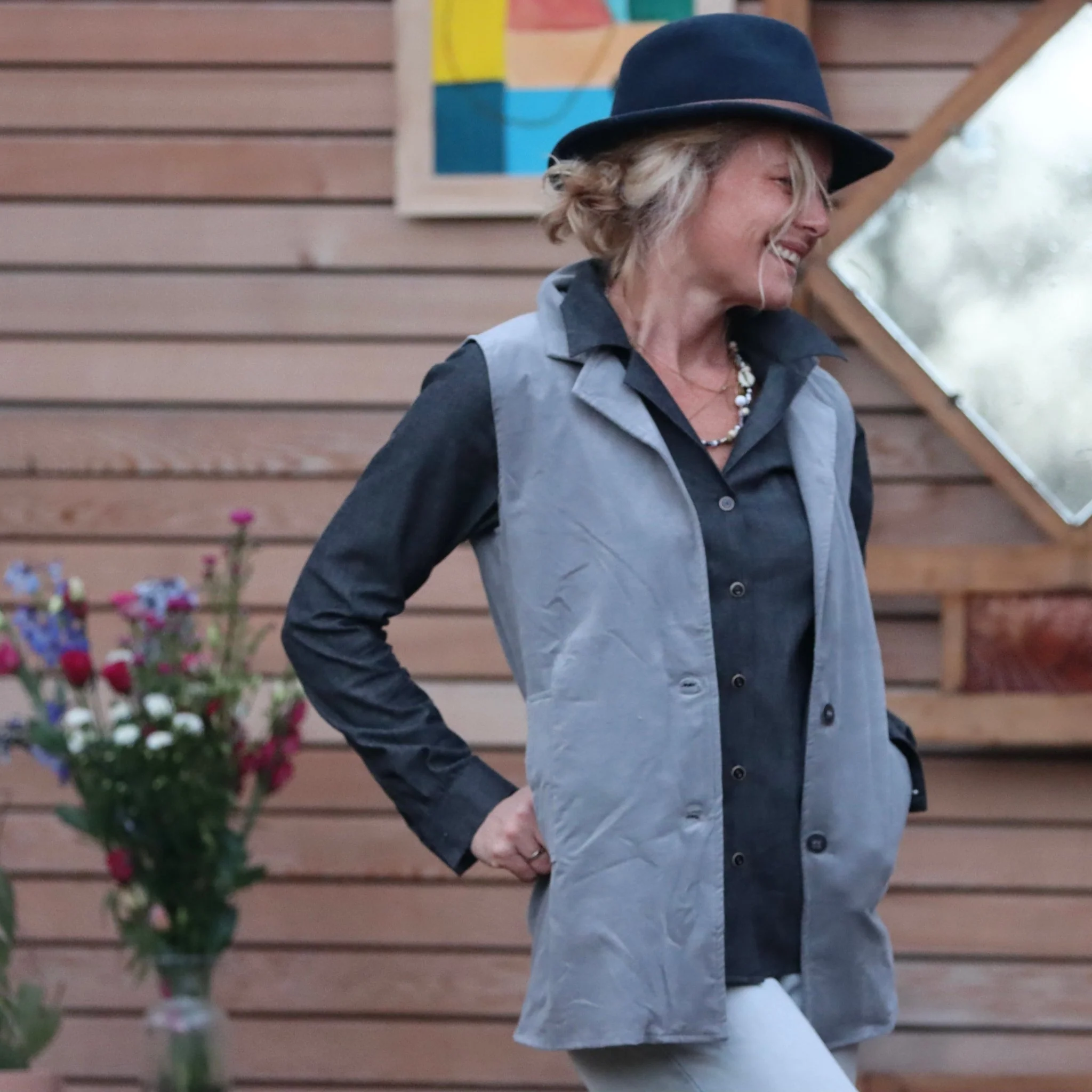 Blouse Carla - jean de coton noir - Image 4