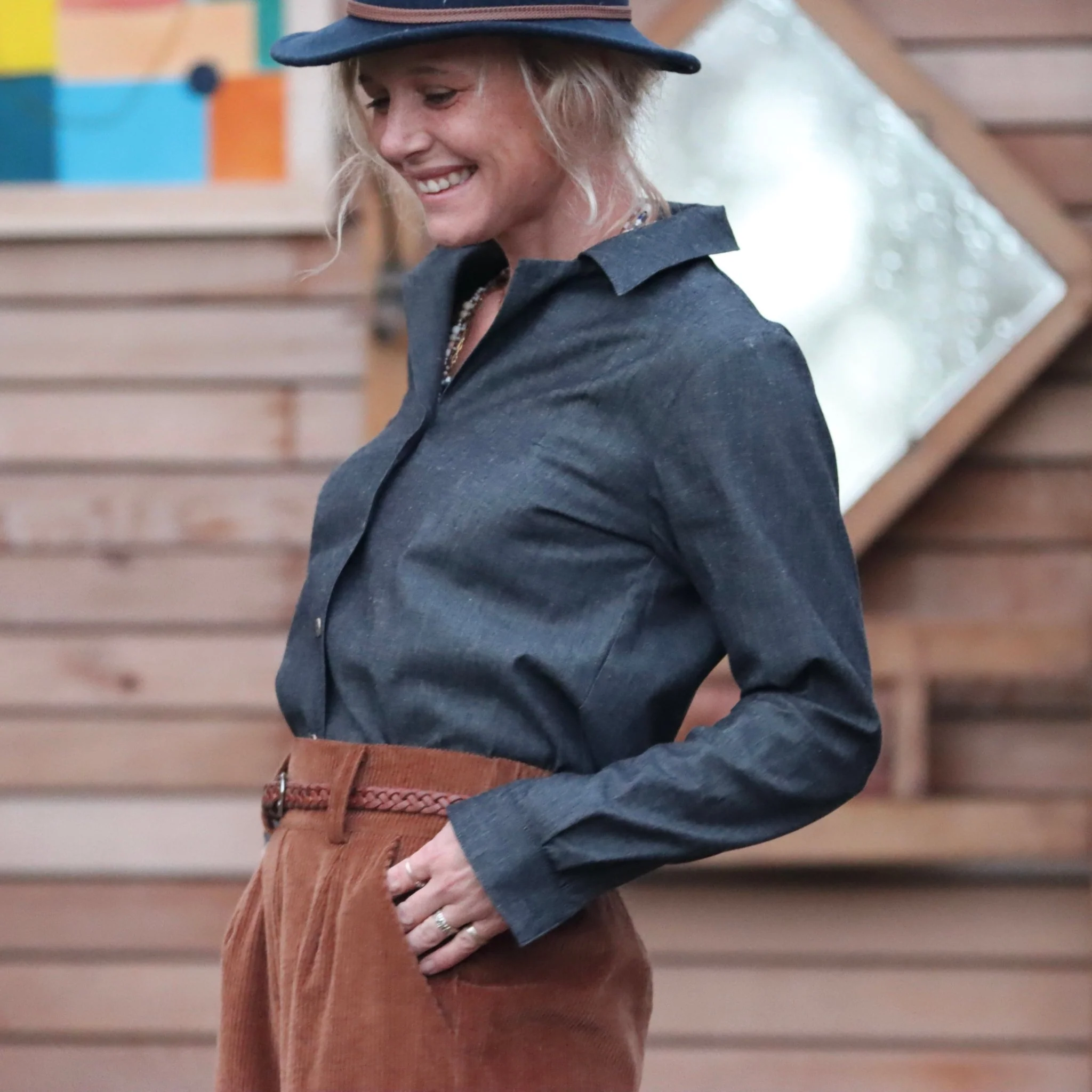 Blouse Carla - jean de coton noir - Image 9