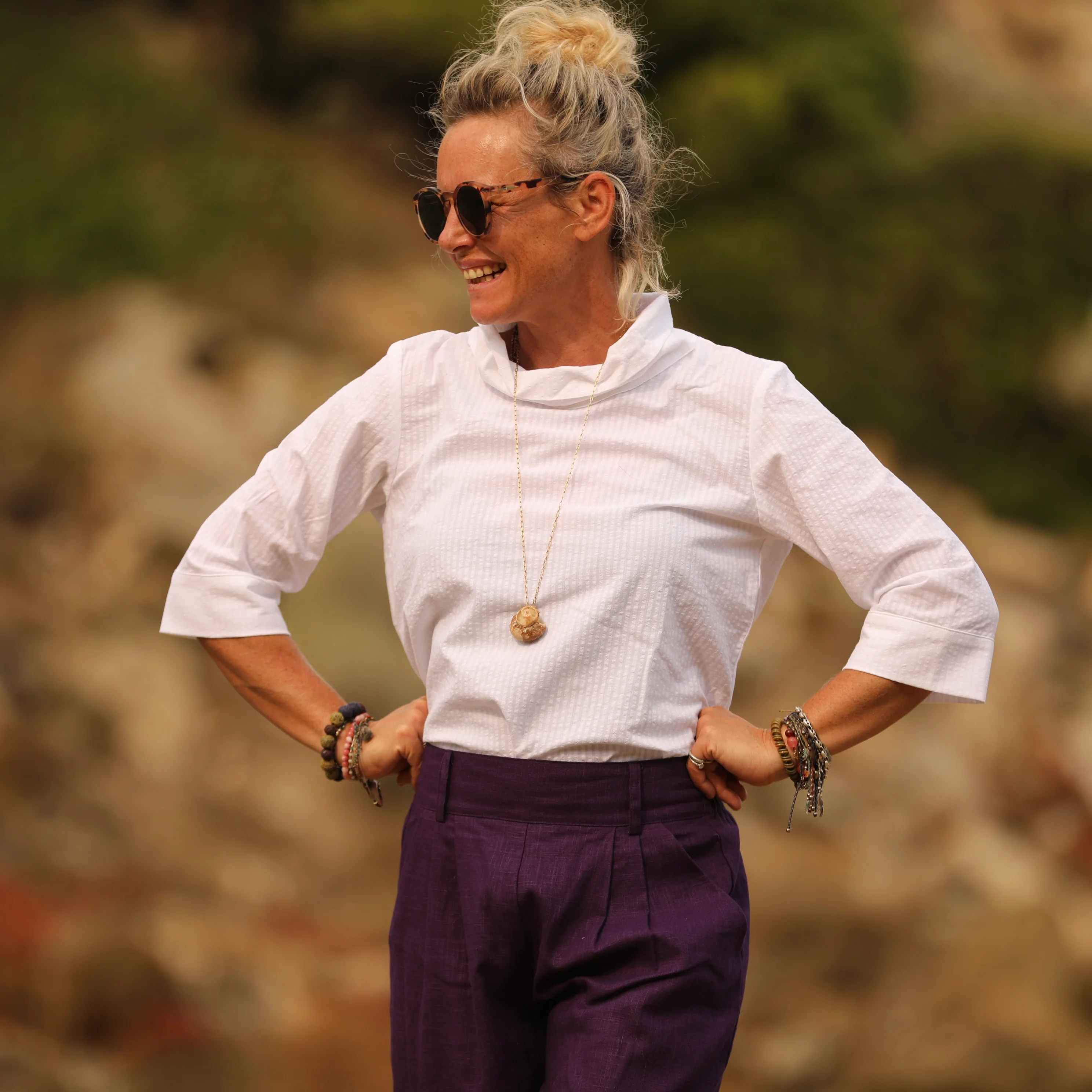 Blouse Catherine seersucker blanc