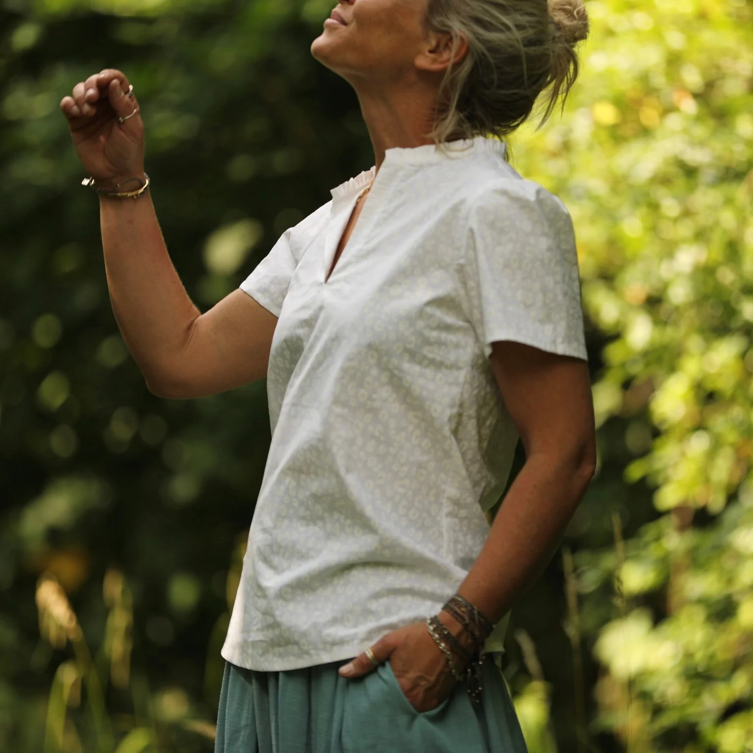 Blouse Ernestine coton léo blanc ton sur ton