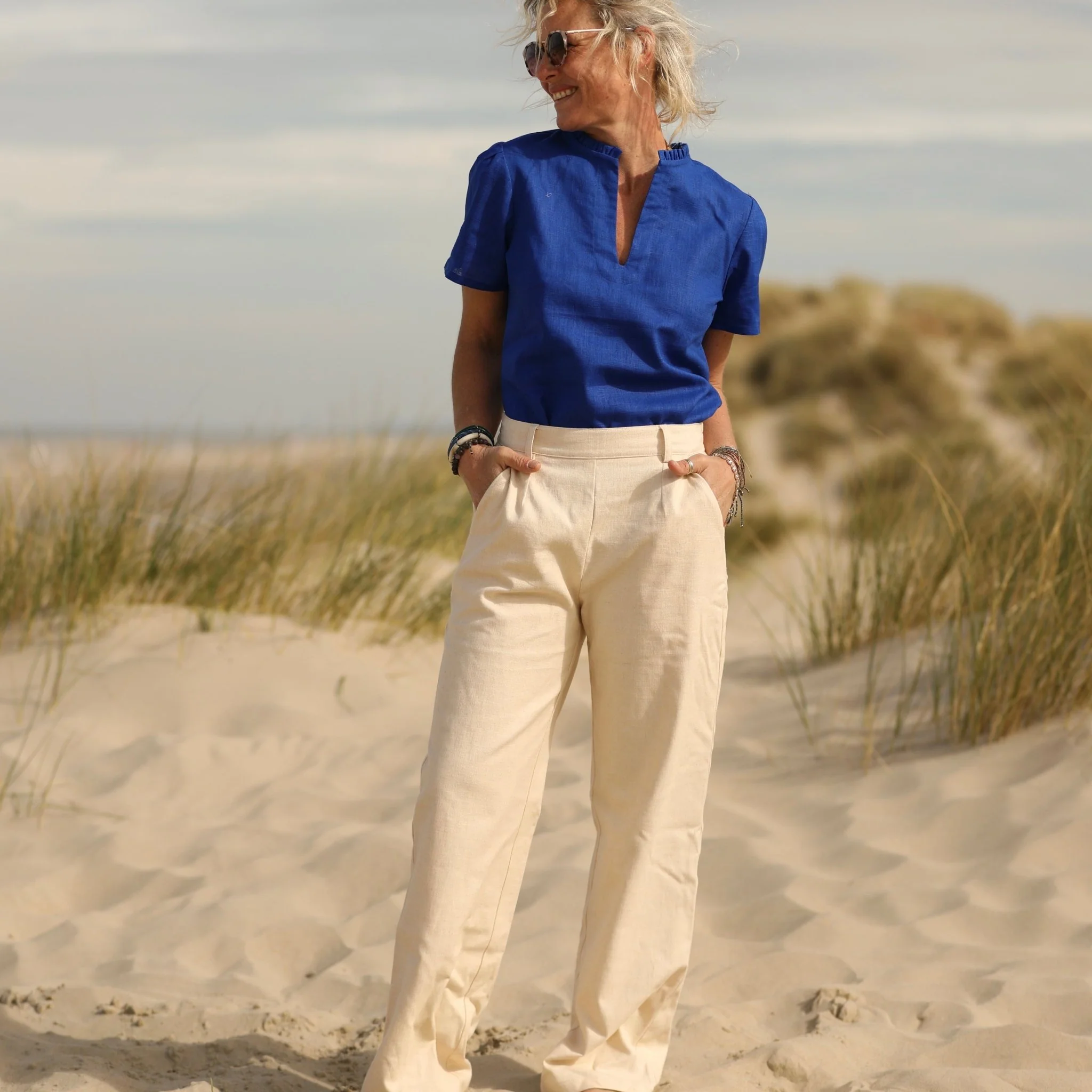 Blouse Ernestine en lin bleu majorelle - Image 5
