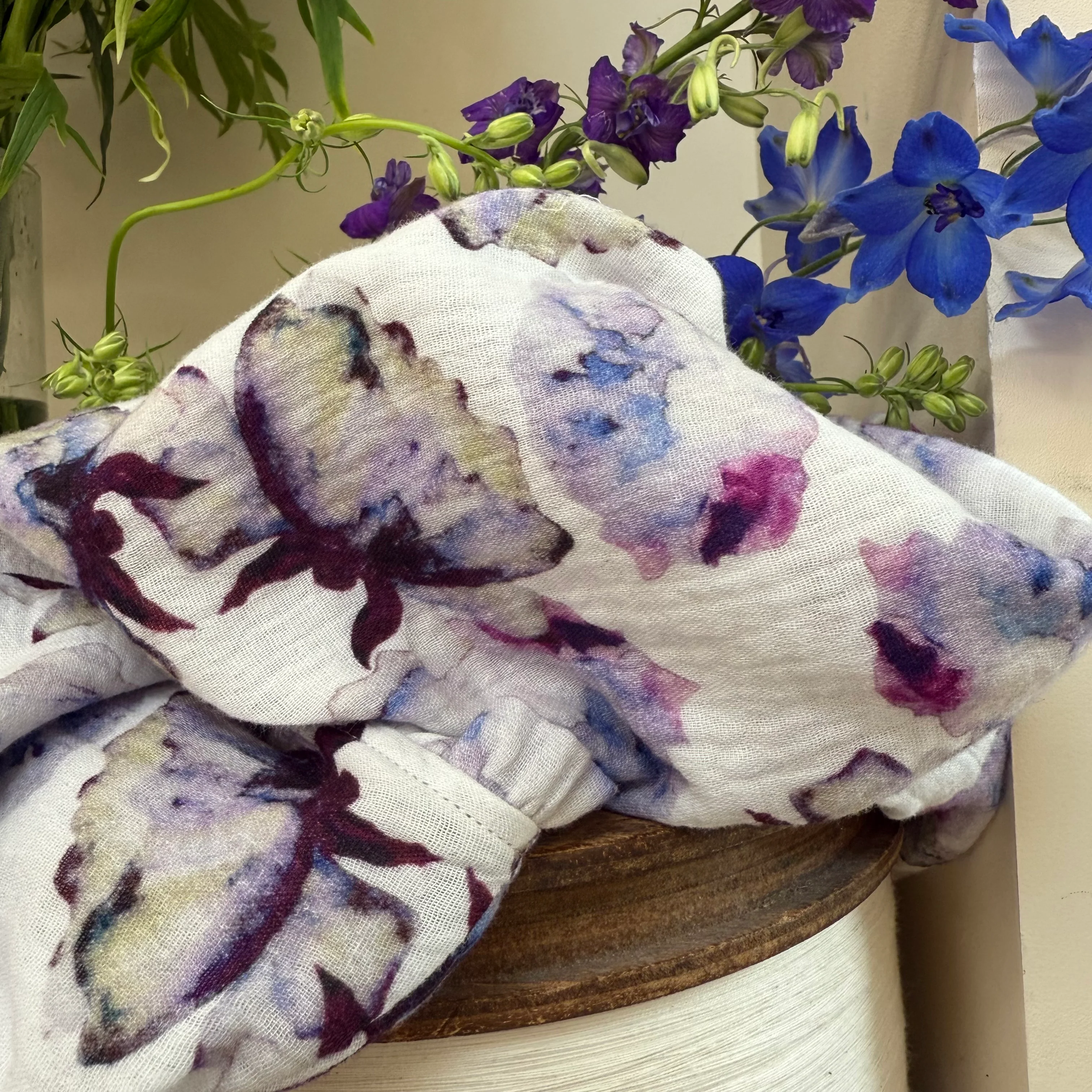 Blouse Ernestine double gaze de coton aquarelle chardon - Image 2
