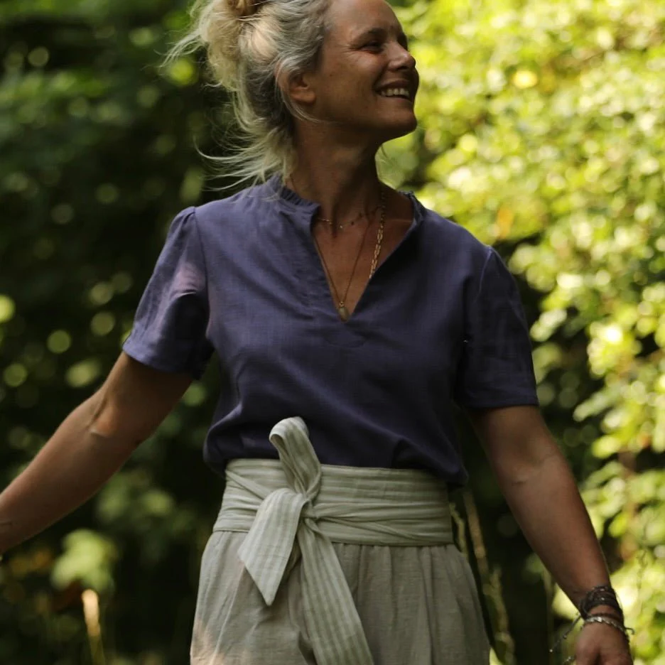 Blouse Ernestine lin/coton parme