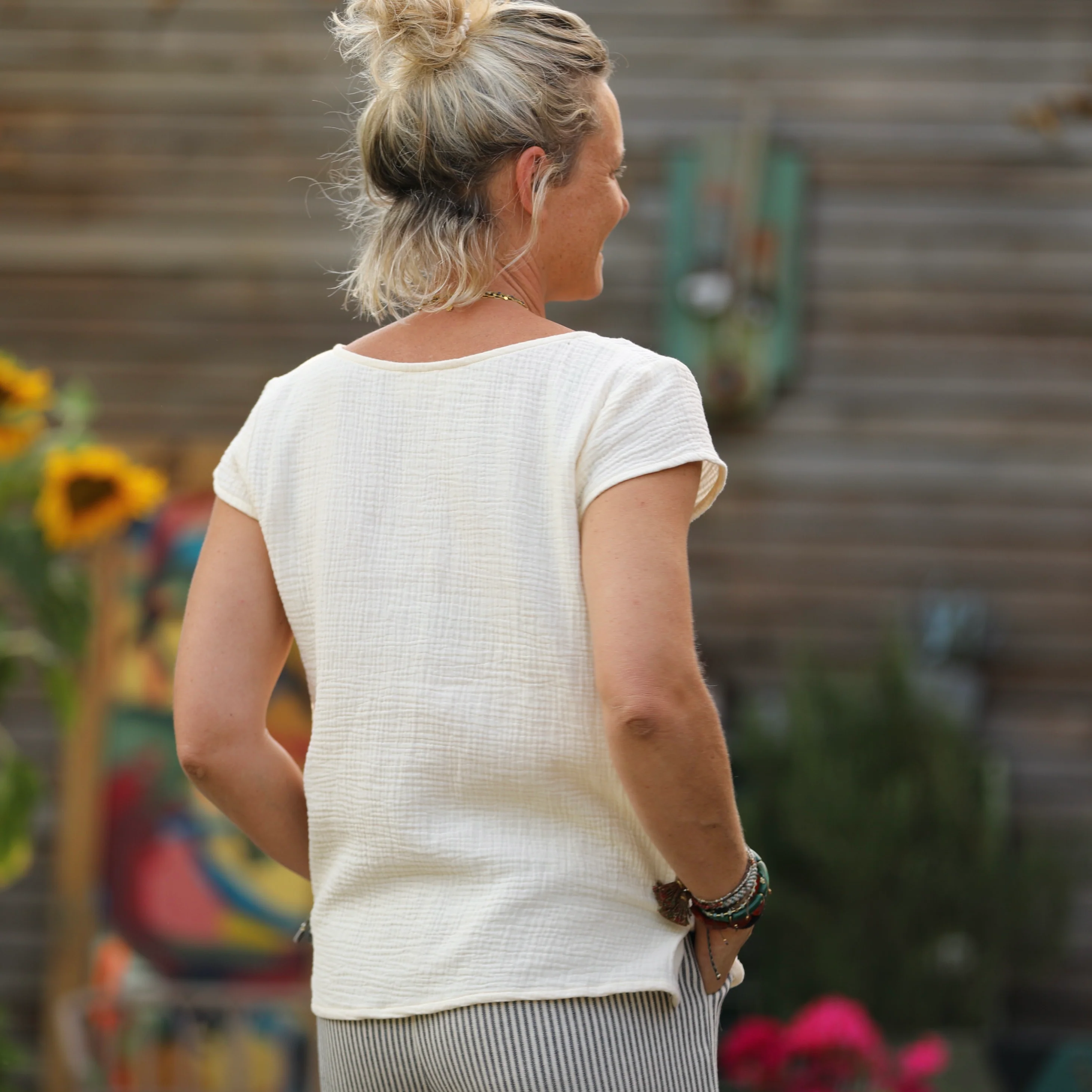 Blouse Sidonie double gaze de coton ivoire - Image 7