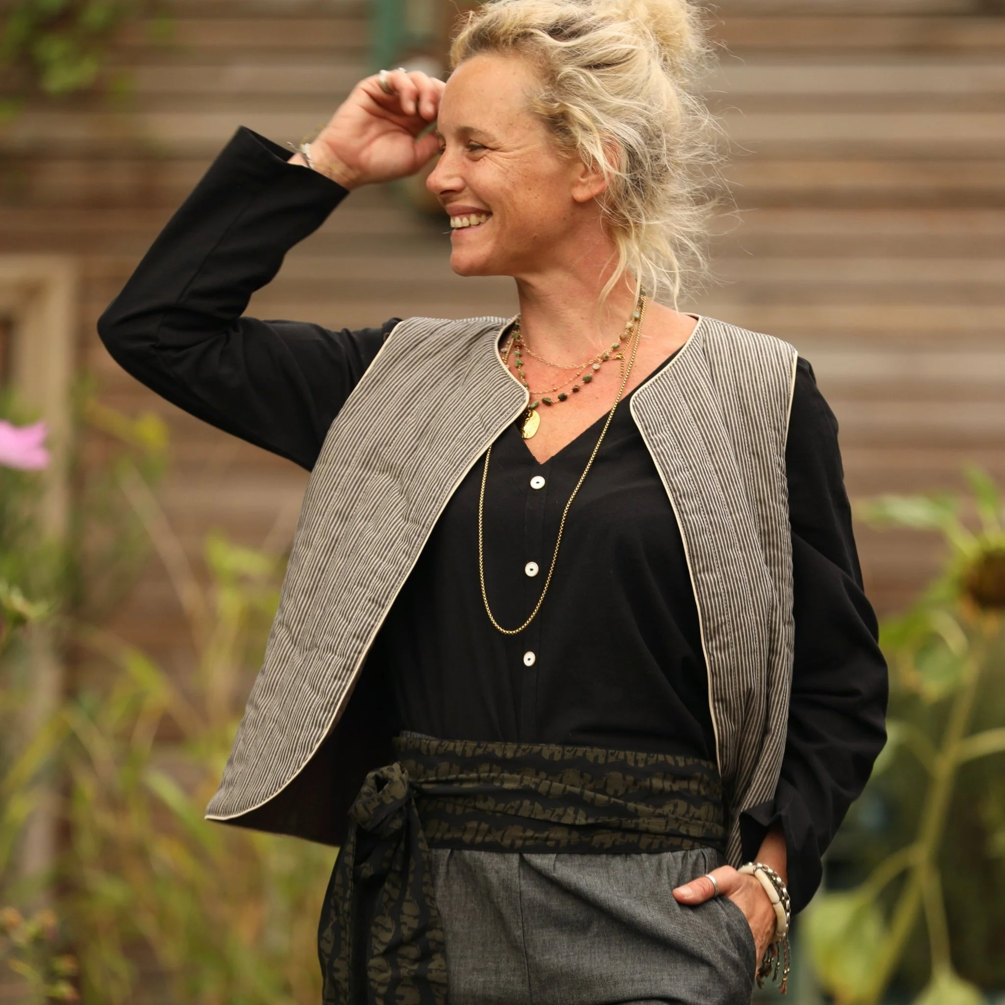Blouse Flora - coton lavé noir - Image 5