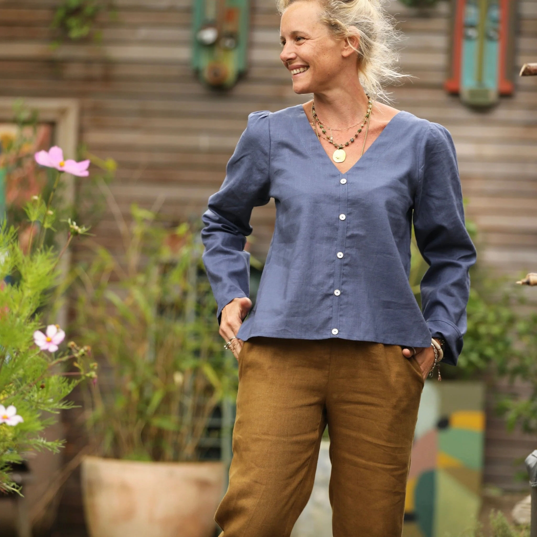 Blouse Flora - lin bleu doux - Image 10