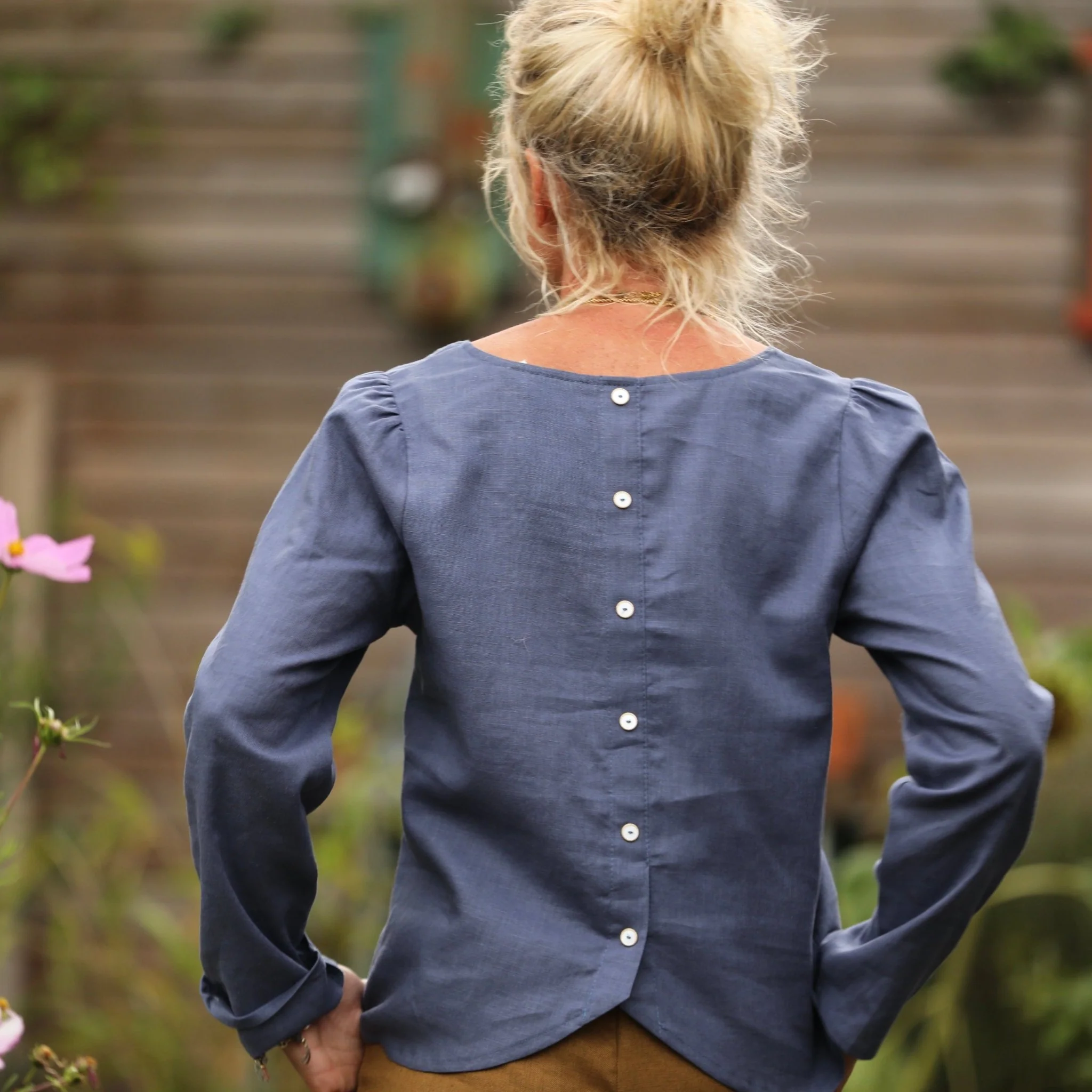 Blouse Flora - lin bleu doux - Image 12