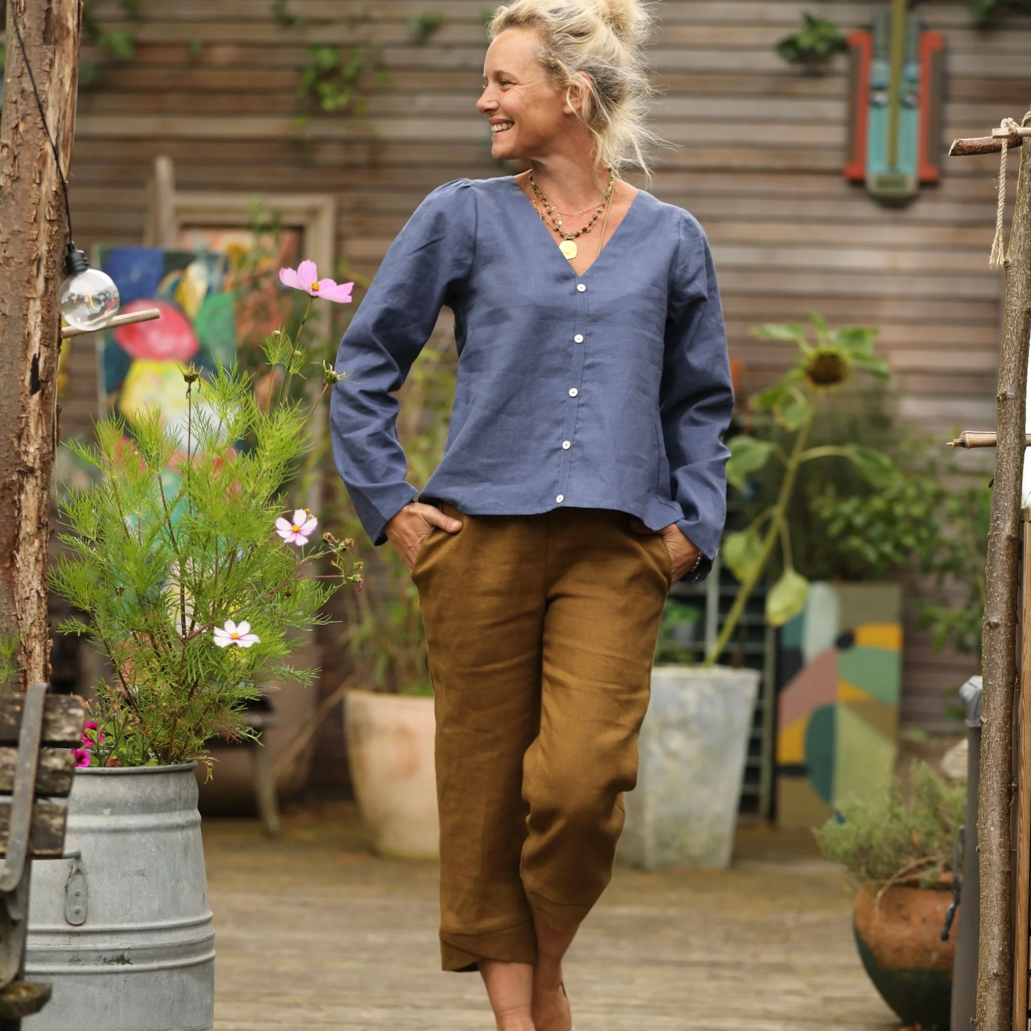 Blouse Flora - lin bleu doux - Image 6