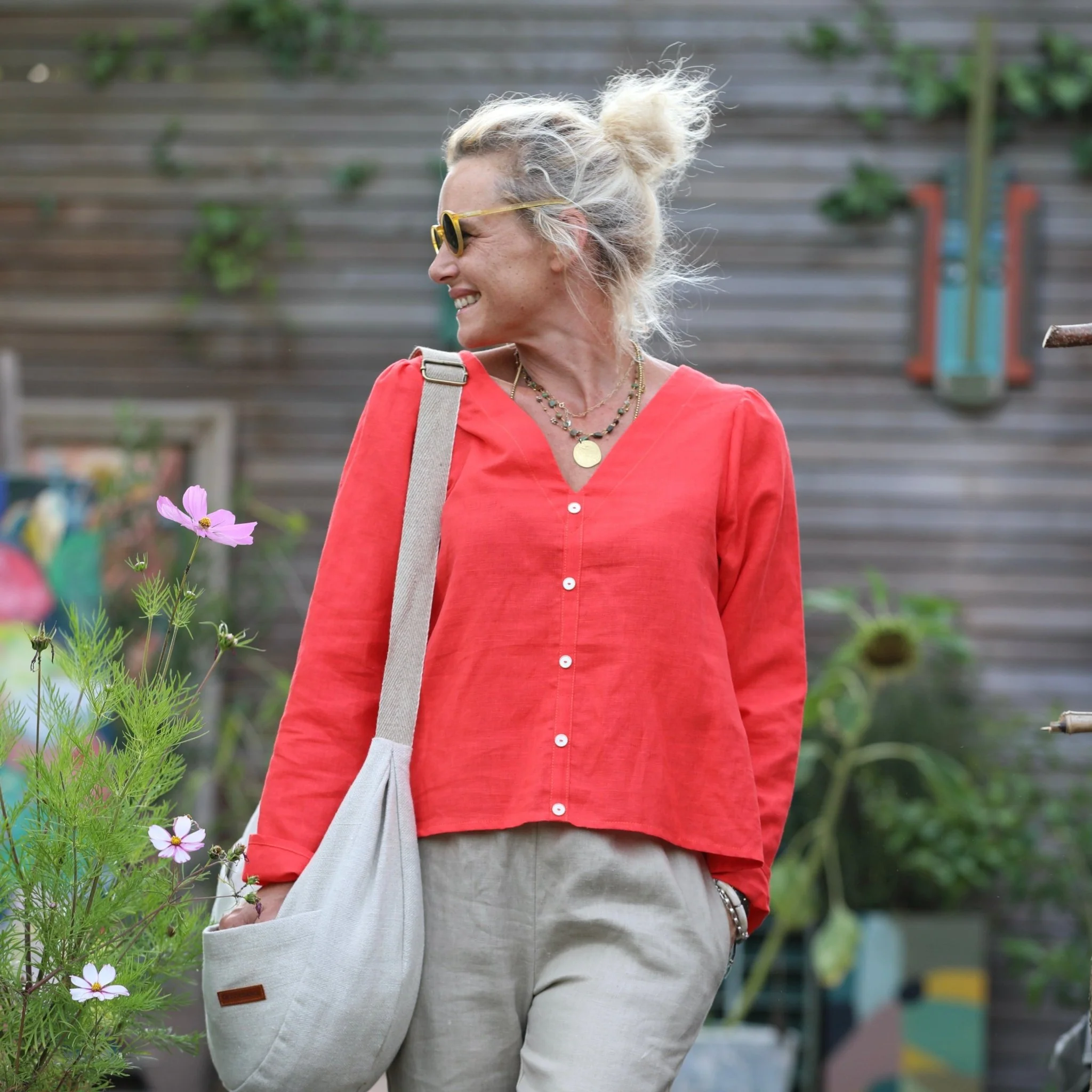 Blouse Flora - lin/viscose orange feu - Image 5