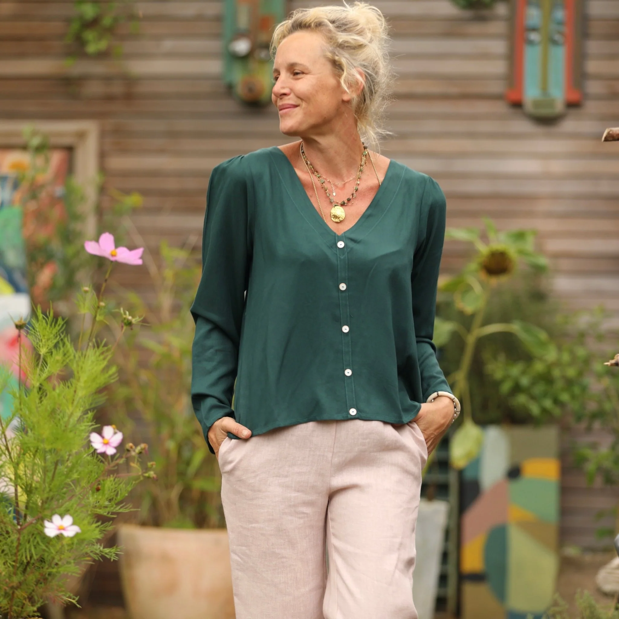 Blouse Flora - viscose vert anglais