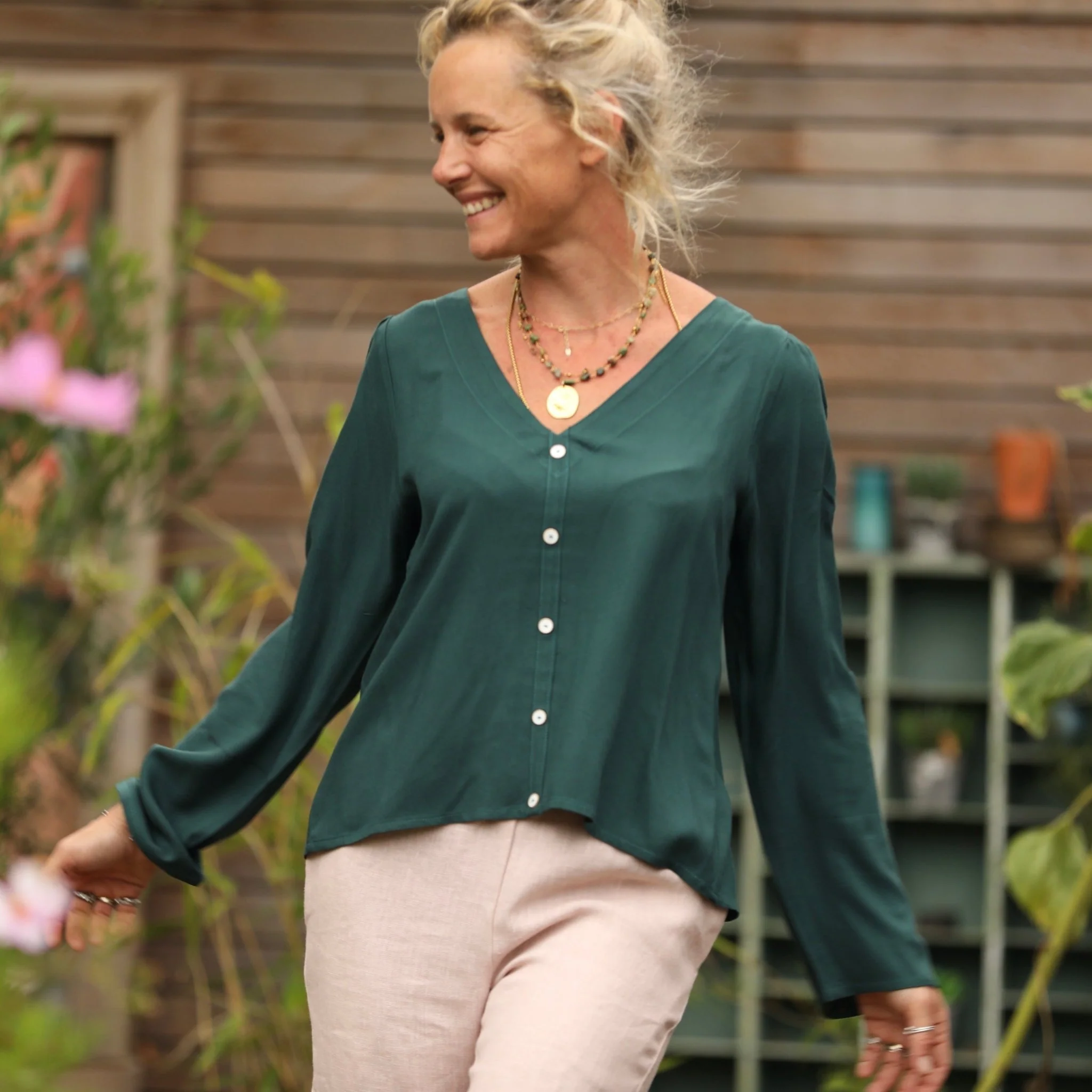 Blouse Flora - viscose vert anglais - Image 7
