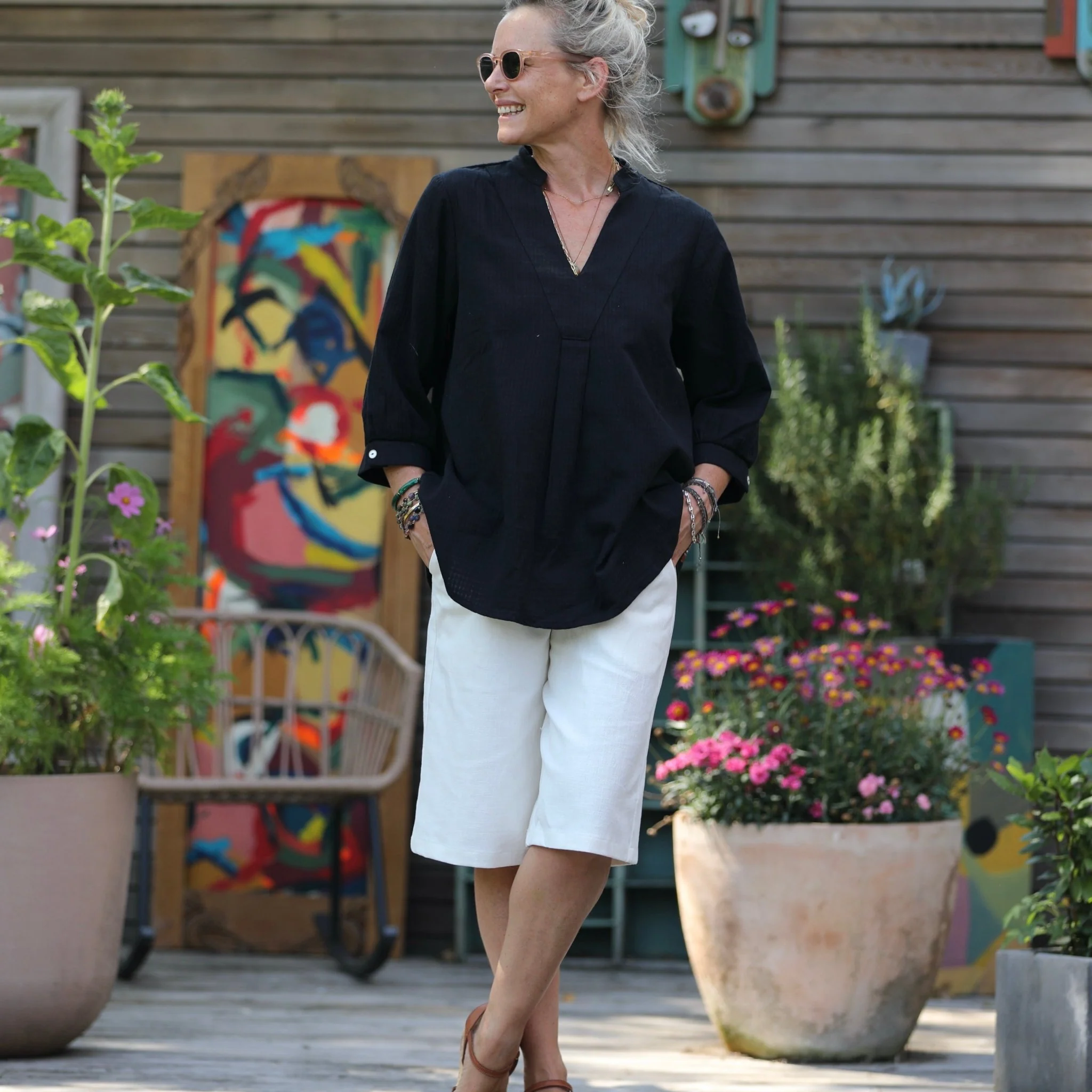 Blouse Isabeau - armuré de coton noir - Image 6