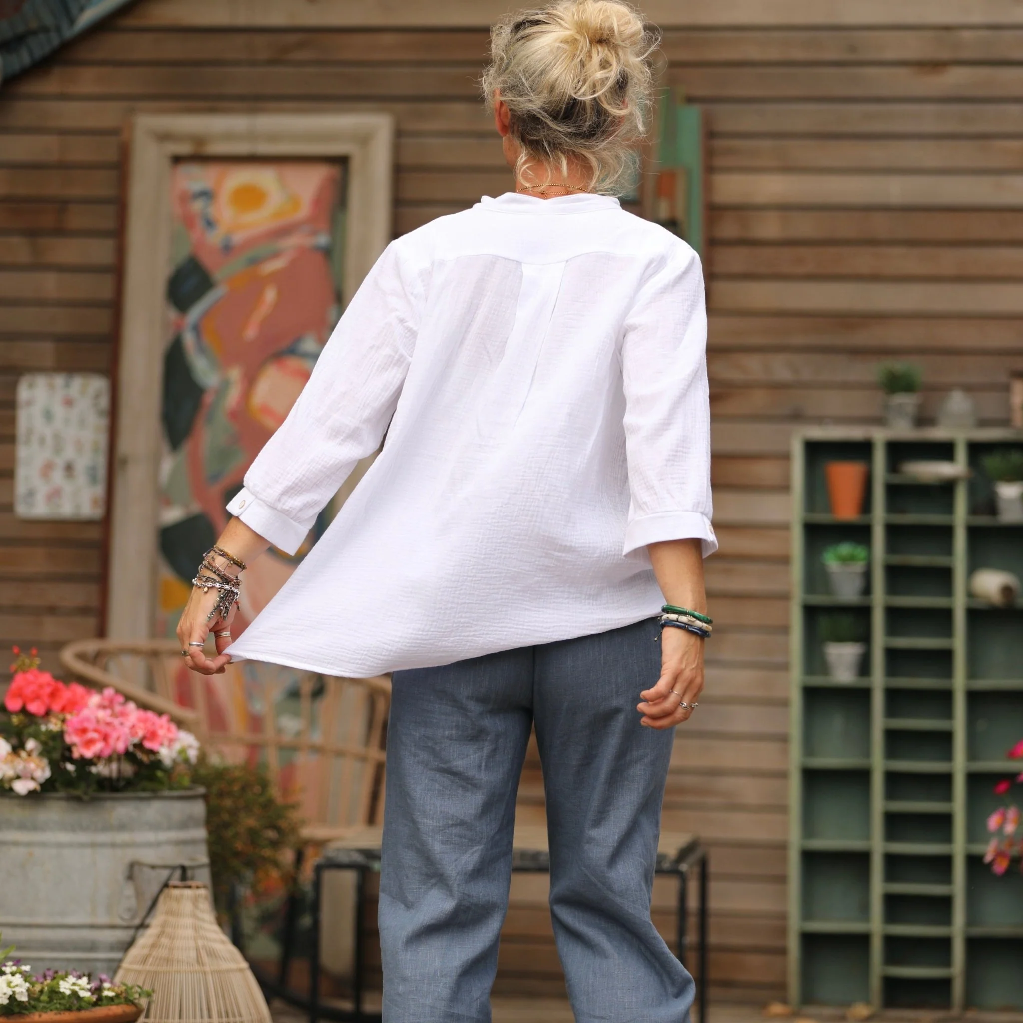 Blouse Isabeau - double gaze de coton blanche - Image 3
