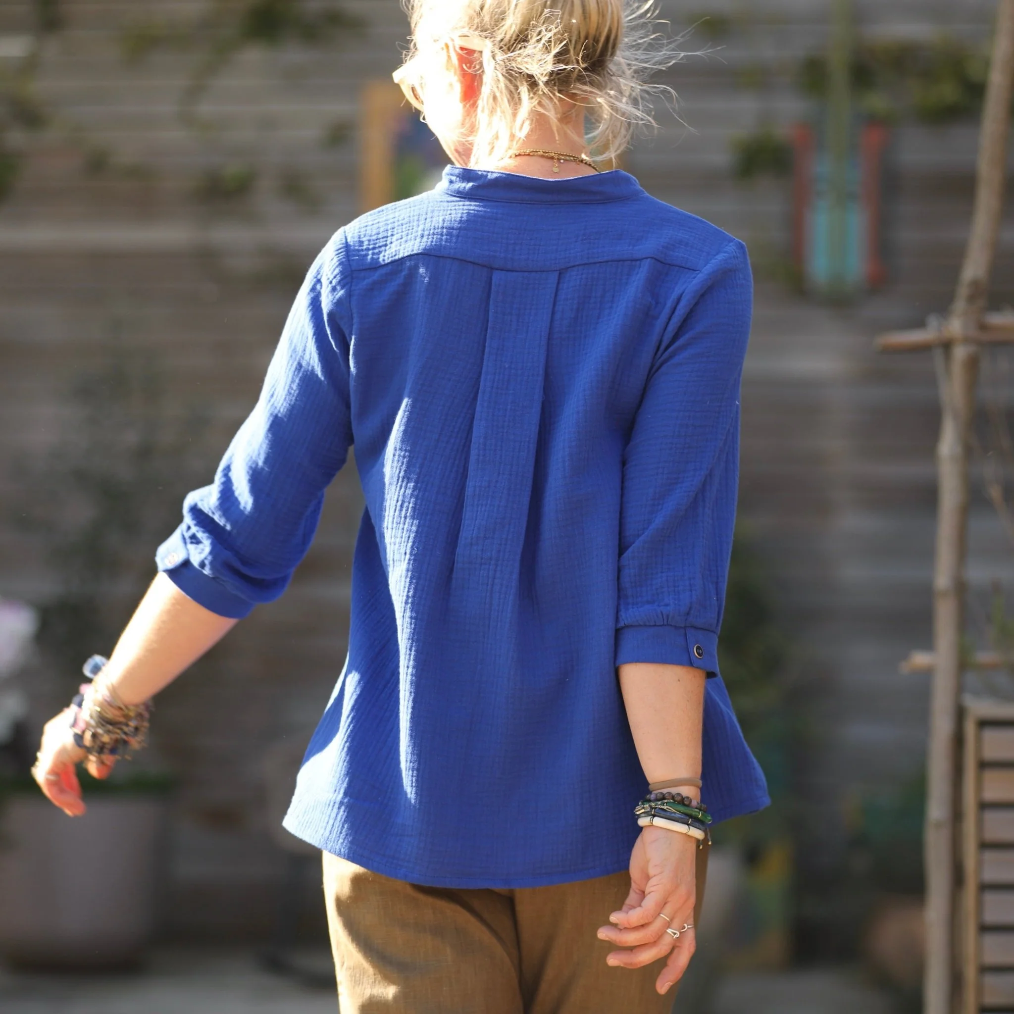 Blouse Isabeau - double gaze de coton bleu majorelle - Image 3