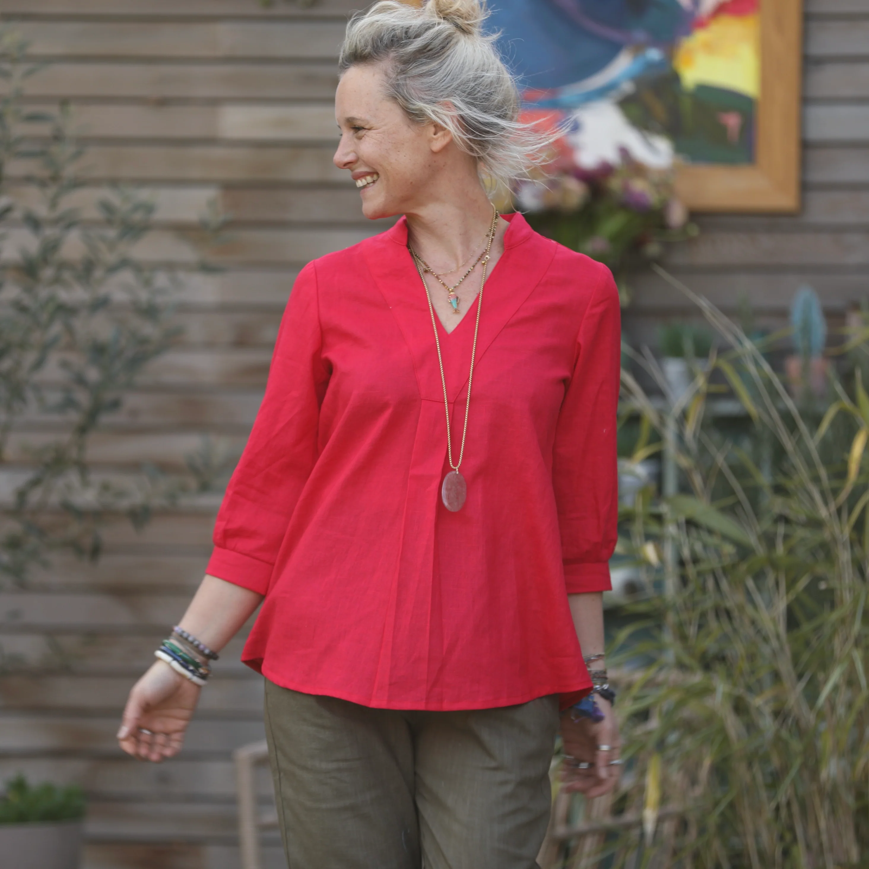 Blouse Isabeau - lin rouge coquelicot