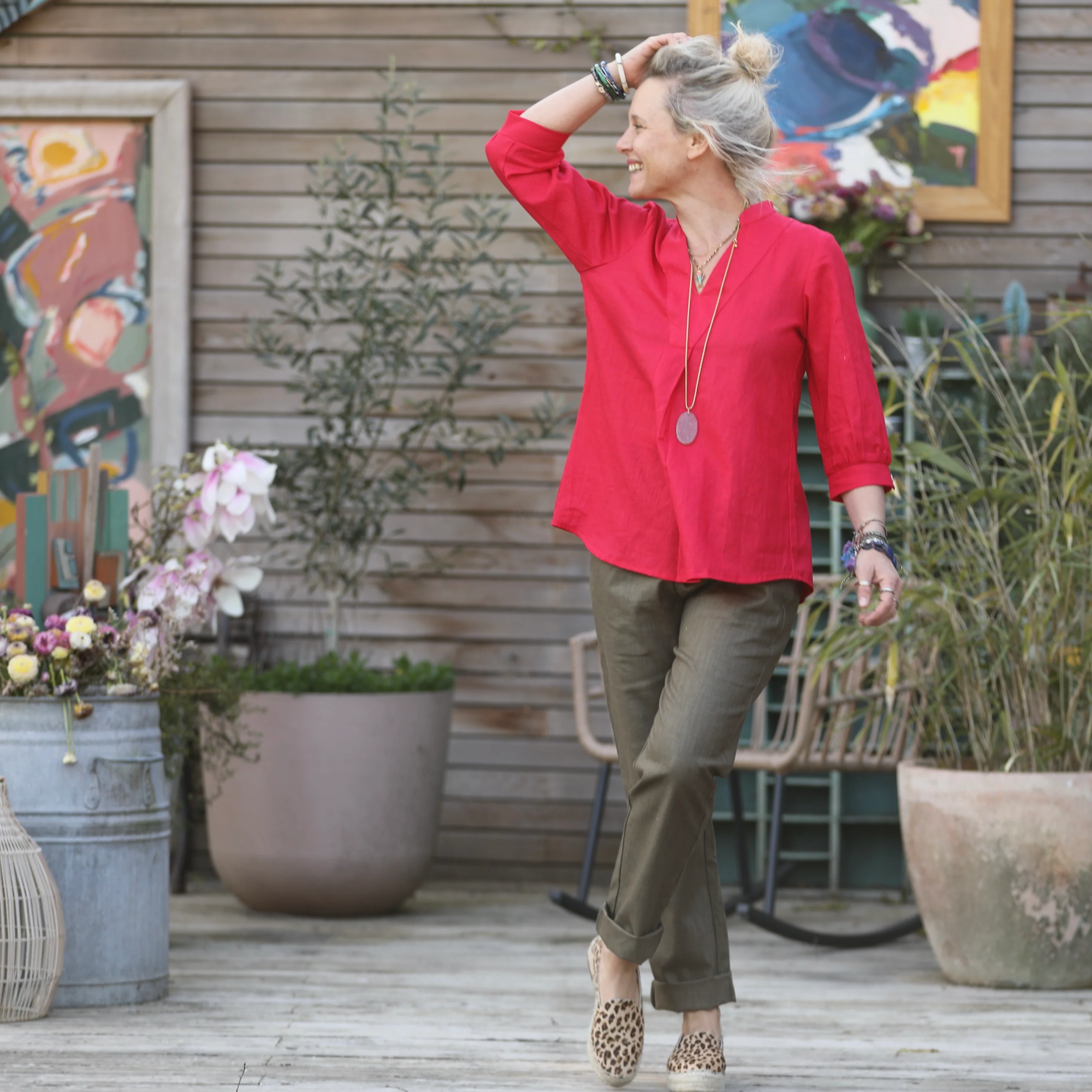 Blouse Isabeau - lin rouge coquelicot - Image 4