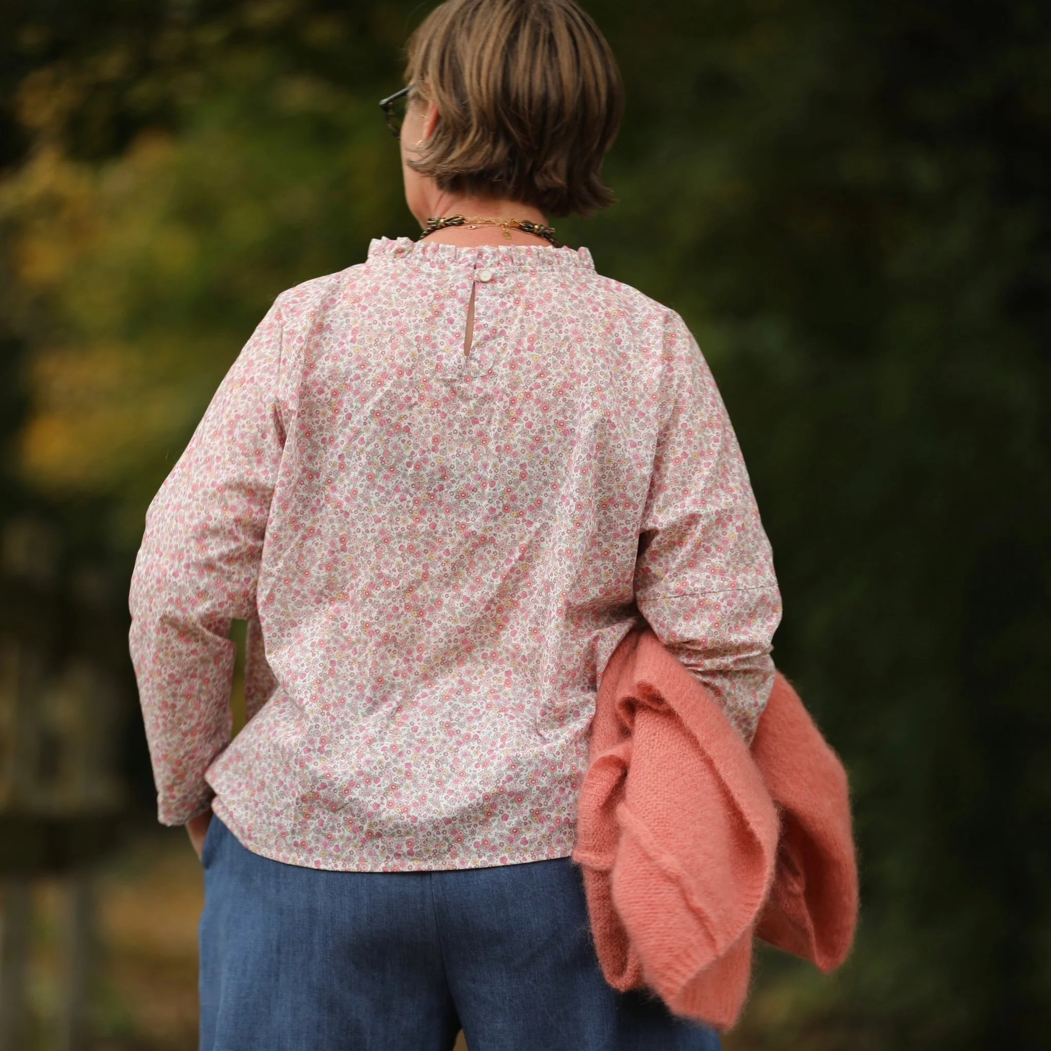 Blouse Janelle - voile de coton fleuri rose tendre - Image 7