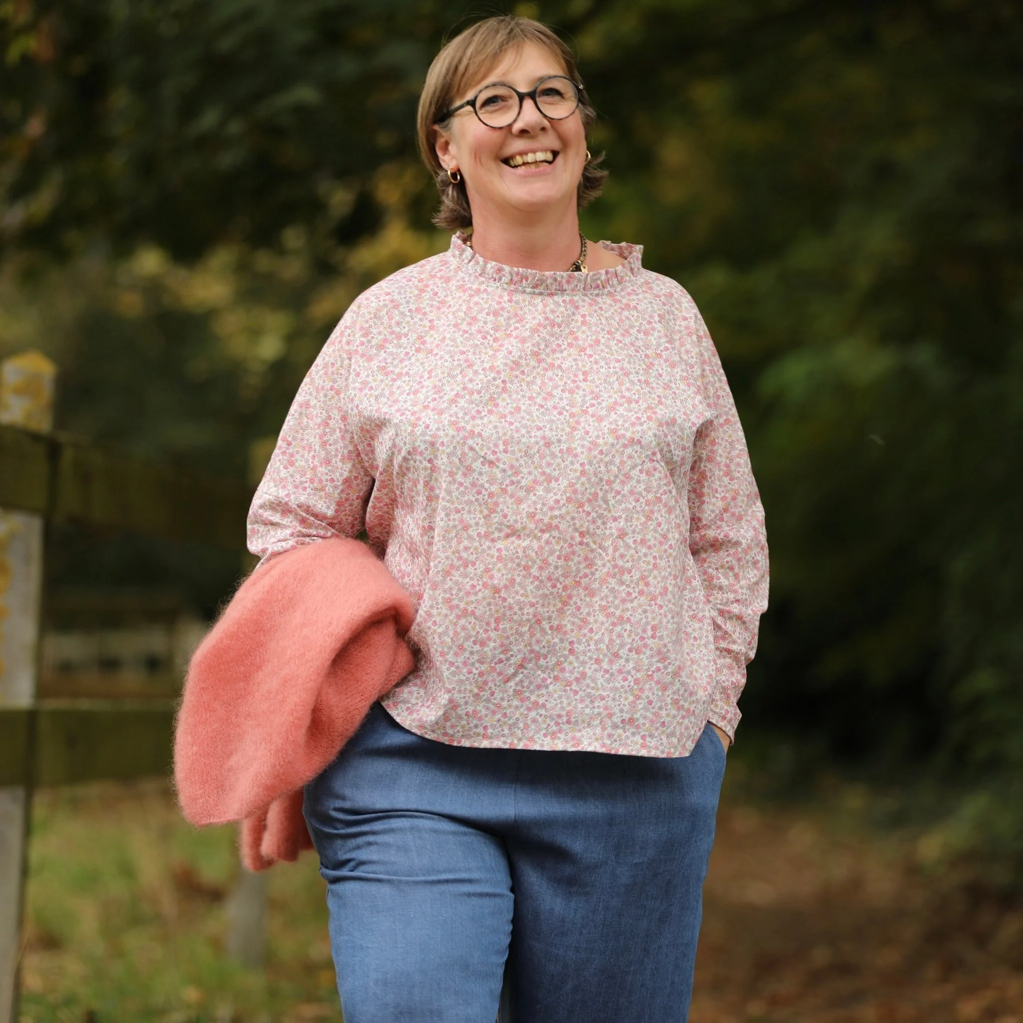 Blouse Janelle - voile de coton fleuri rose tendre - Image 9